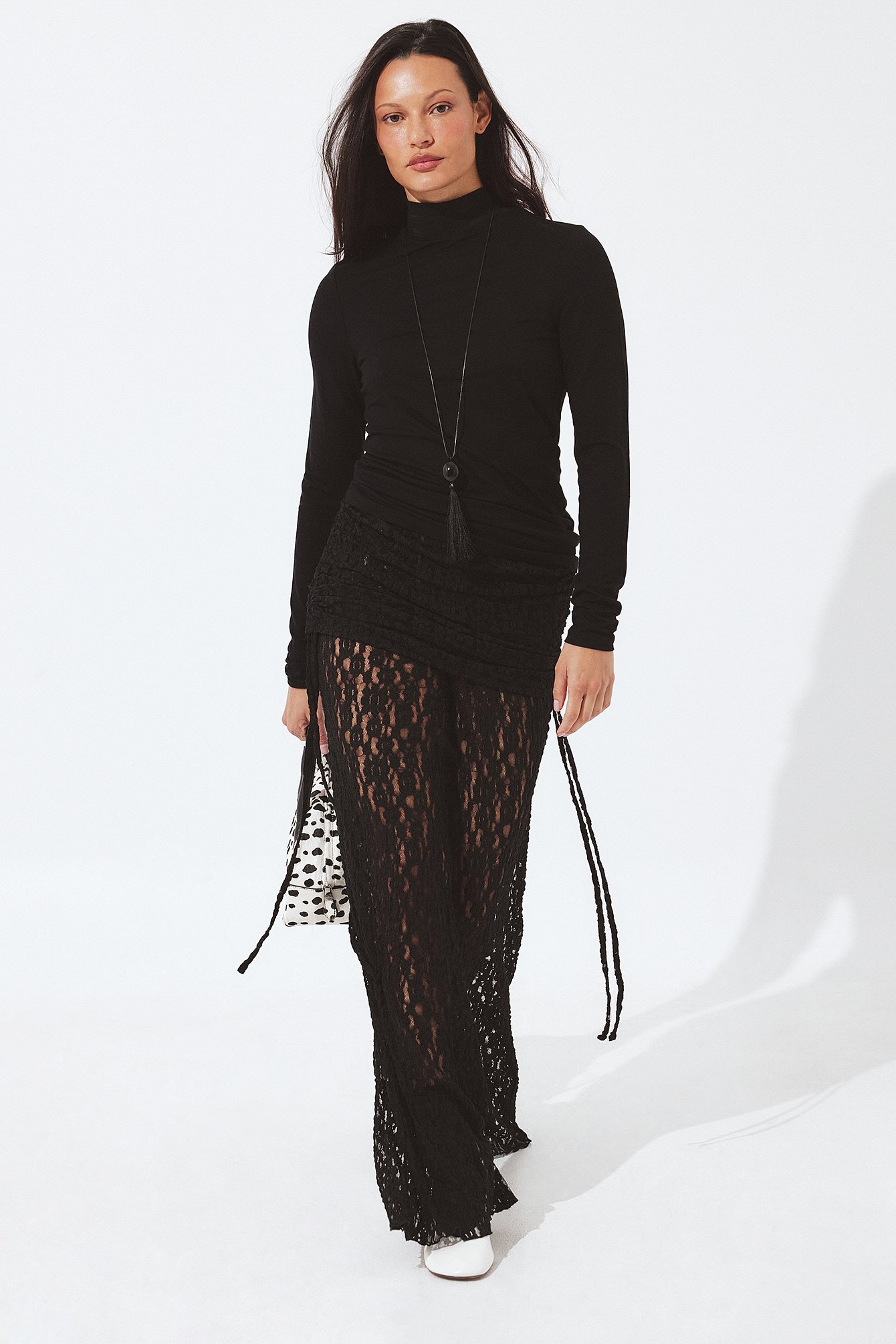 NA-KD Lace Trousers - New Years Eve Trousers - Black - L (EU 42-44) - NA-KD / NAKD