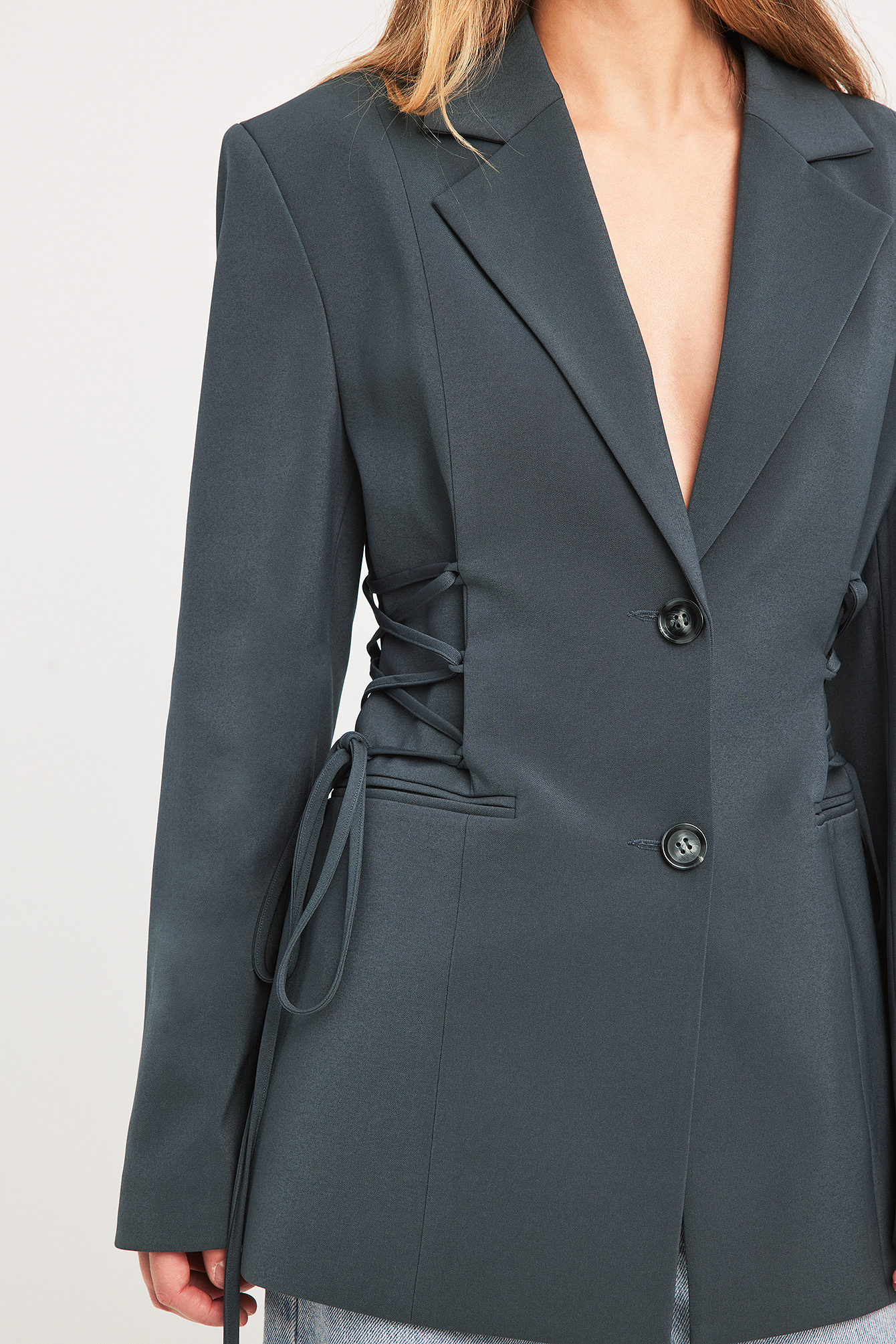 Fitted Lacing Blazer Grey | NA-KD