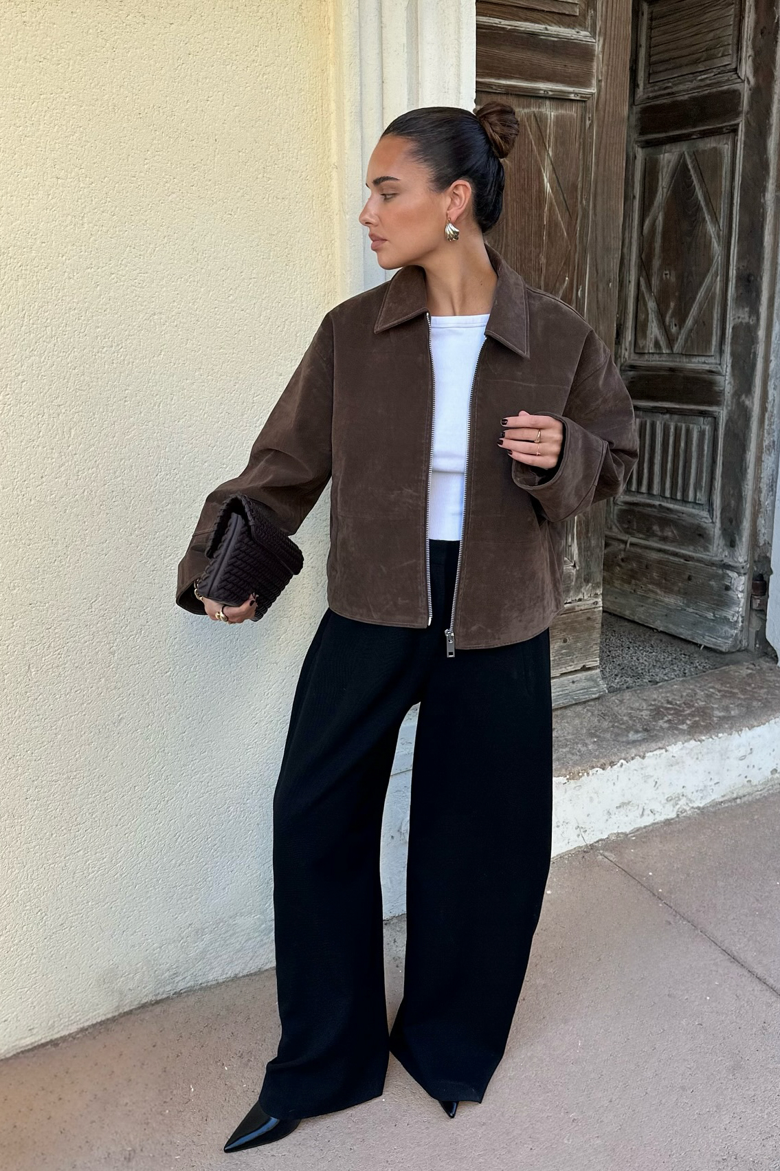 Faux Suede Zip Jacket Brown NA-KD - Main Image
