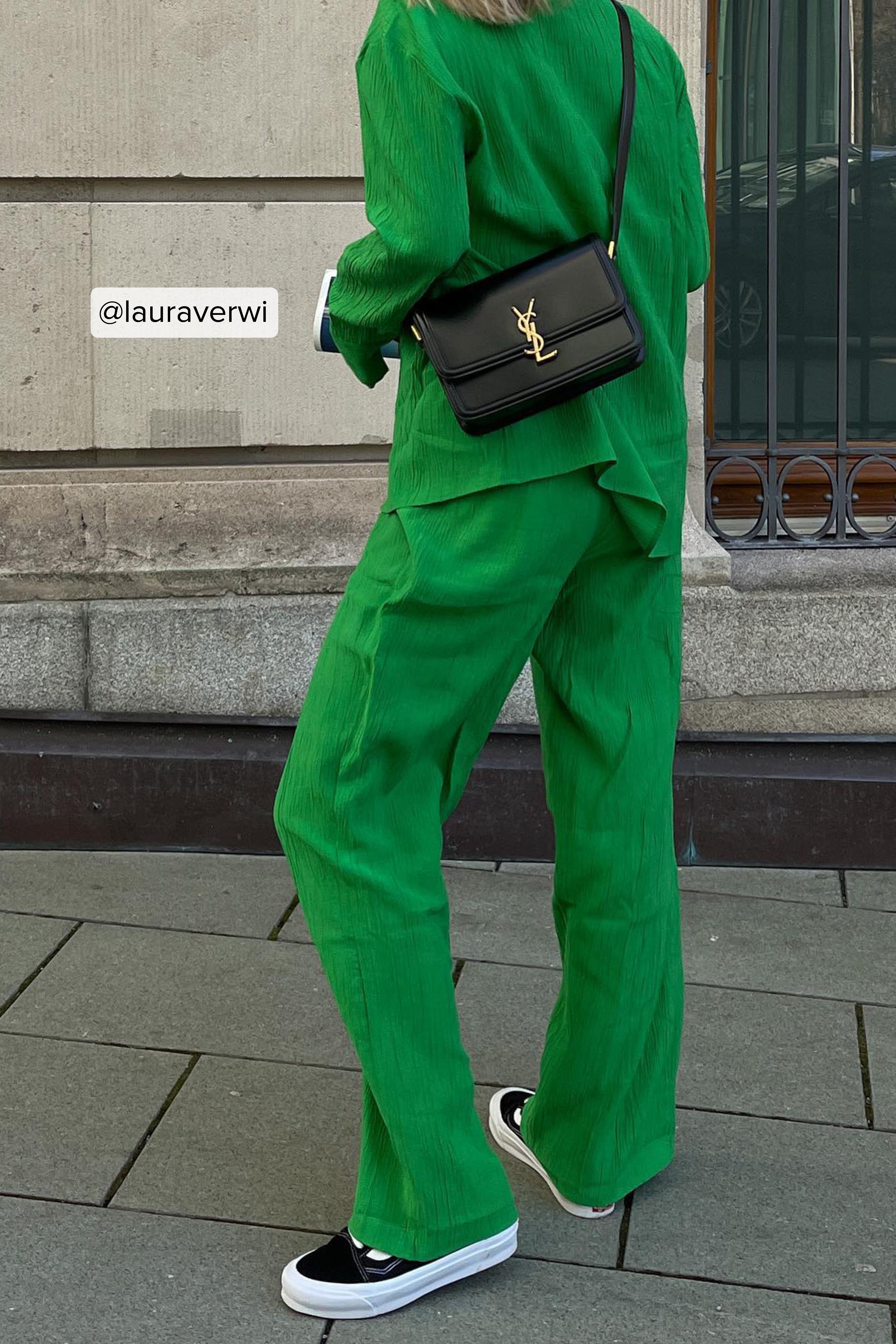 Strong Green Structured Loungewear Pants