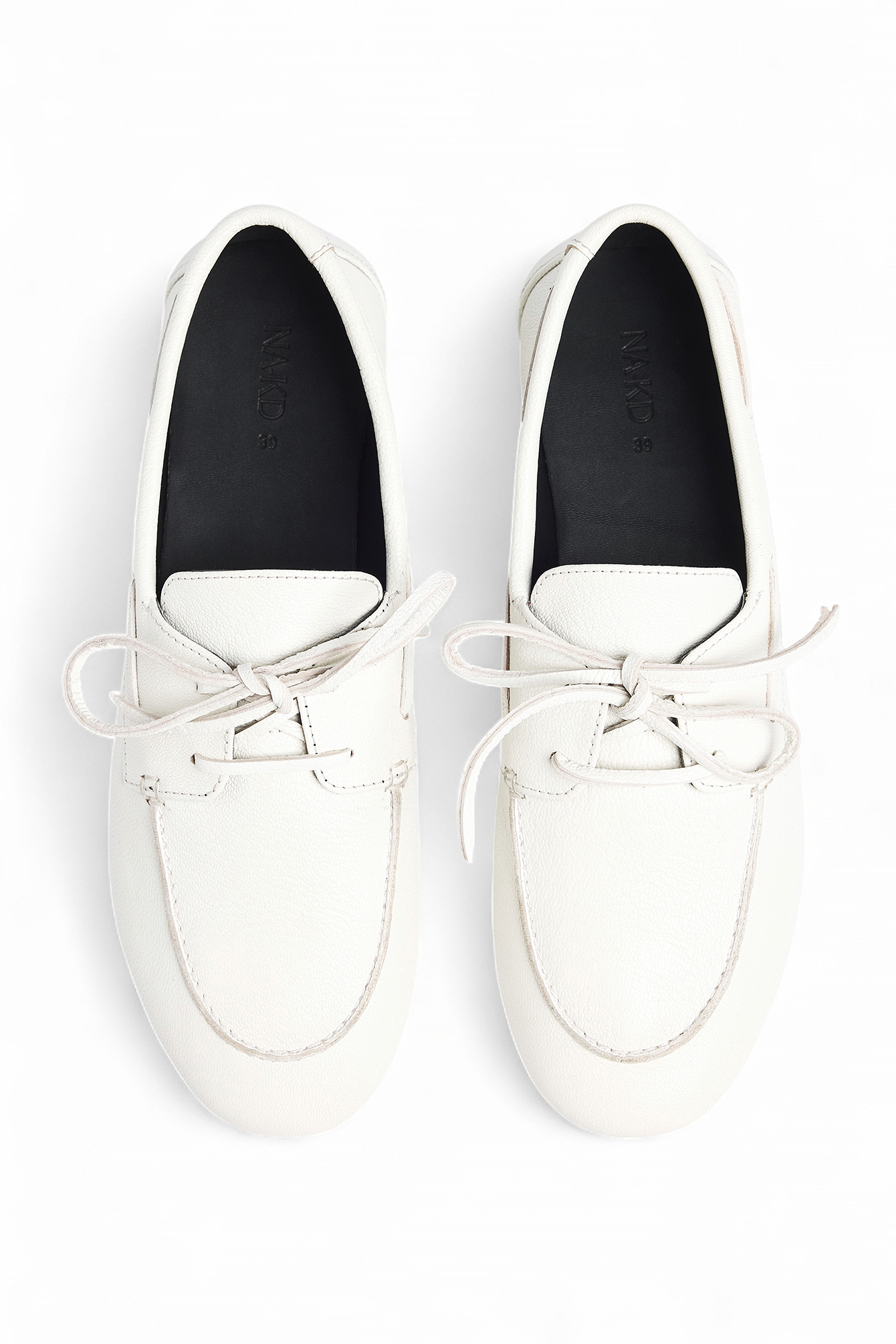 Premium Selection Leren bootschoenen - Platte Schoenen - Gebroken wit - EU 36 - NA-KD / NAKD