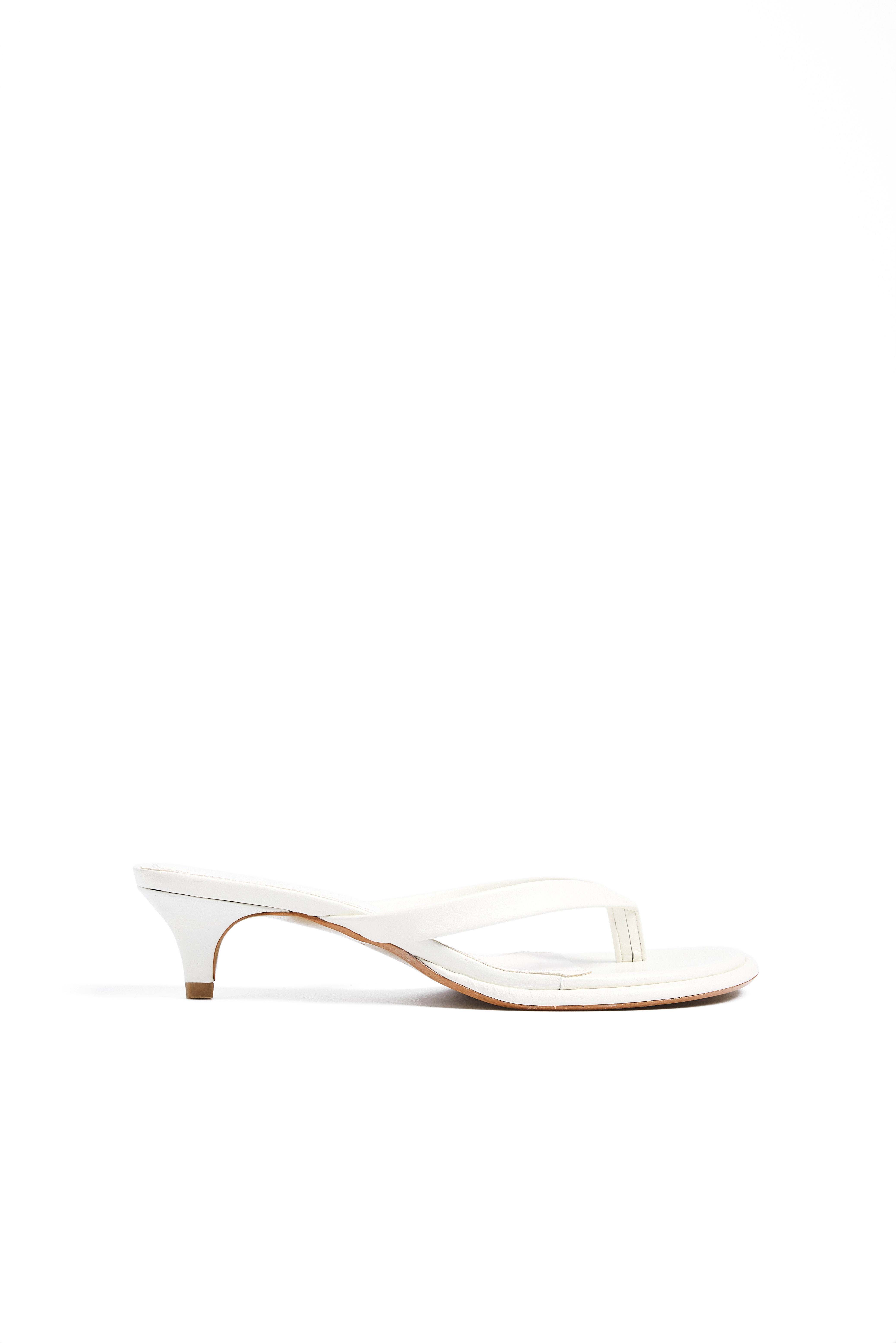 White Leather Flip Flop Heels