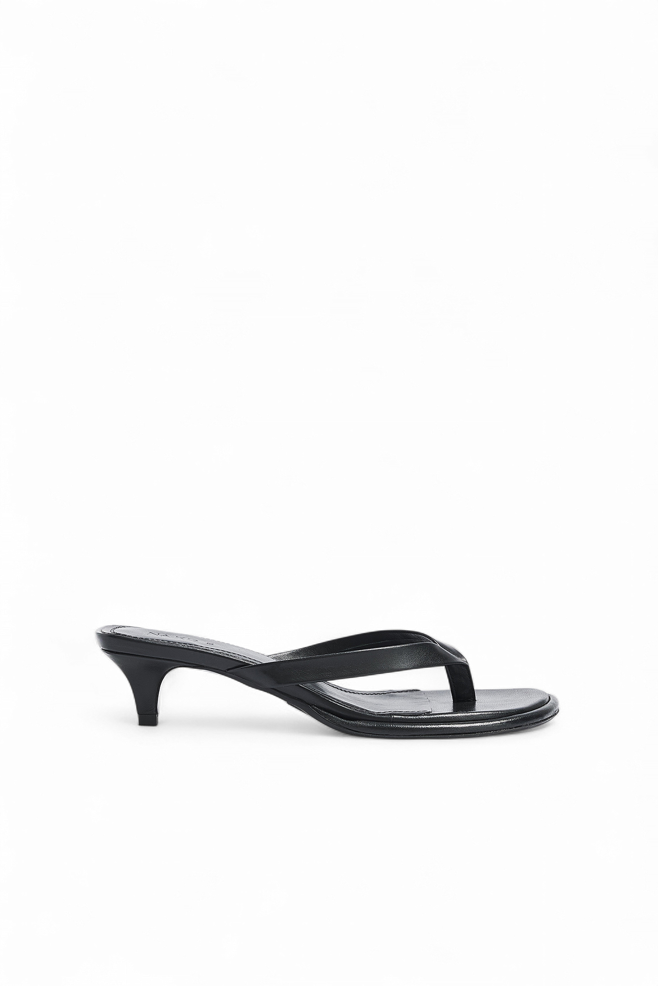 Black Leather Flip Flop Heels