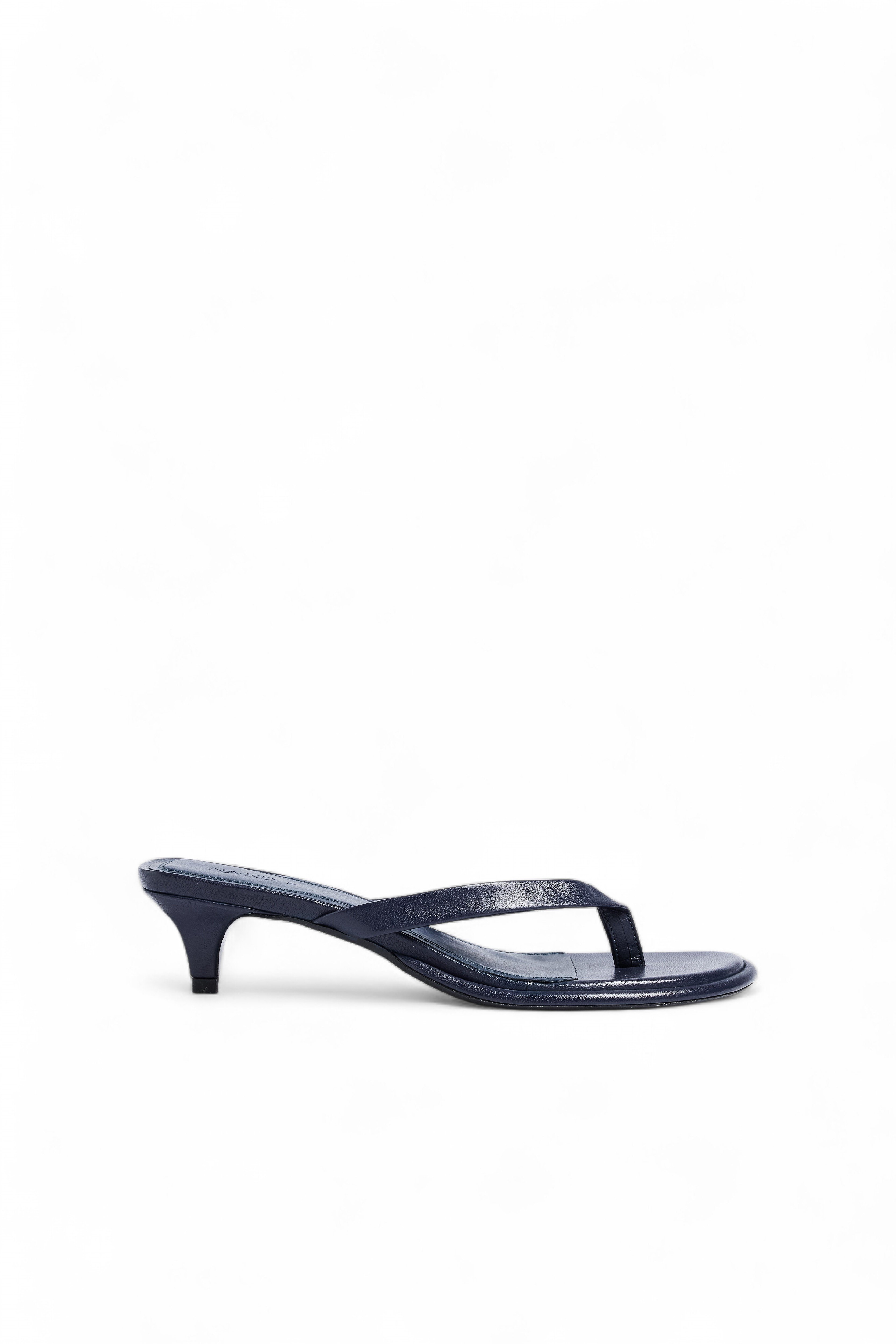 Navy Leather Flip Flop Heels