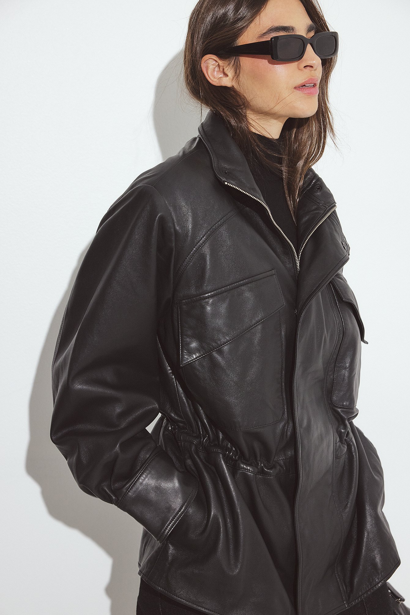 Premium Selection Leather Jacket - Real Leather - Black - EU 36 - NA-KD / NAKD