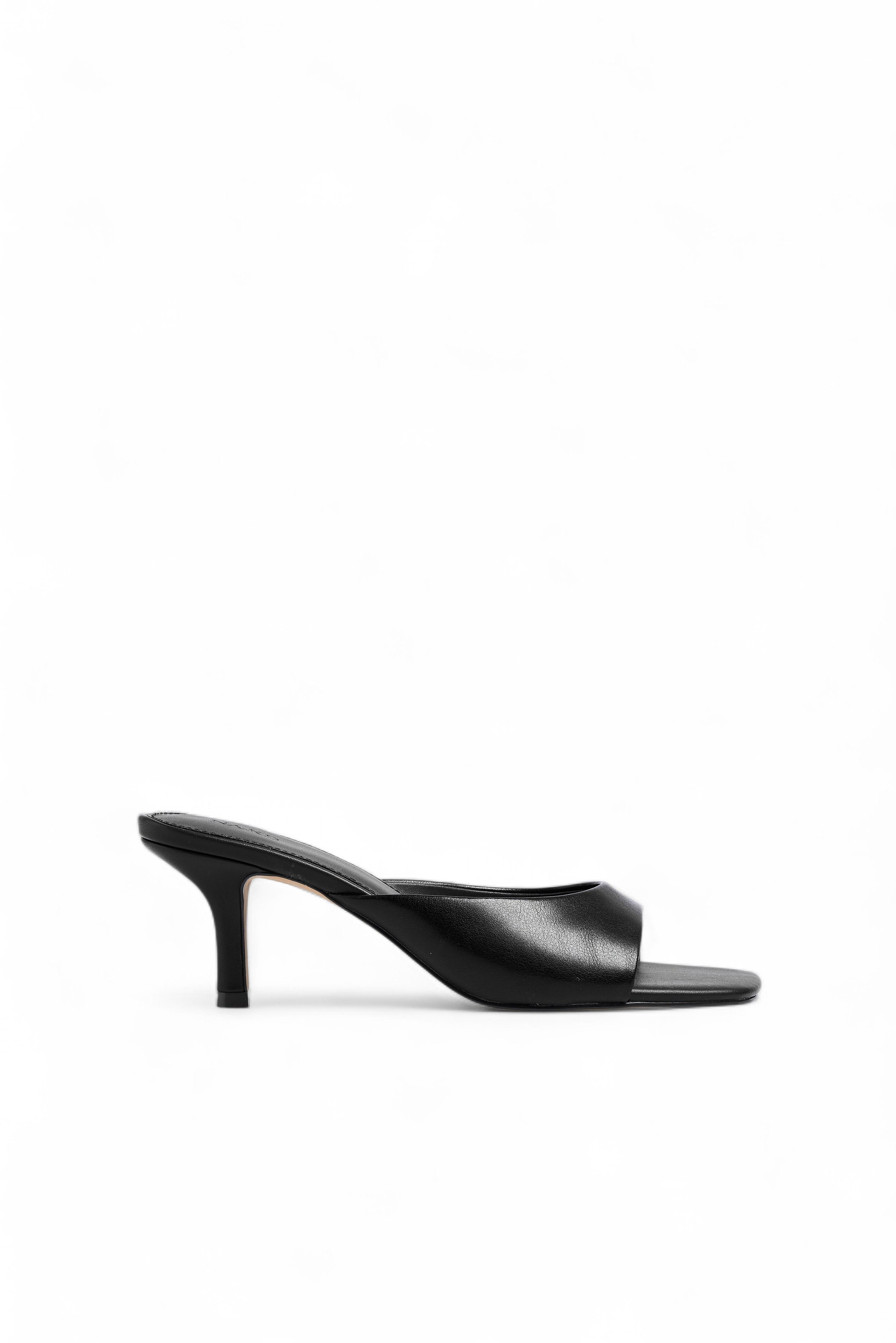 Black Leather Mules