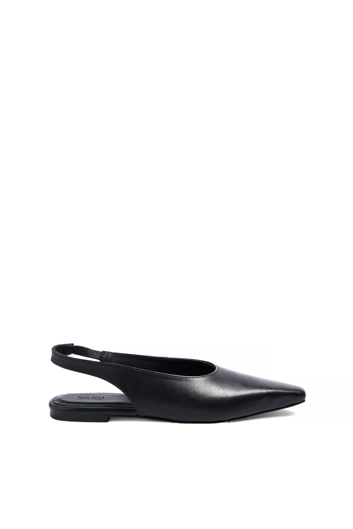 Black Leather Slingback Flats