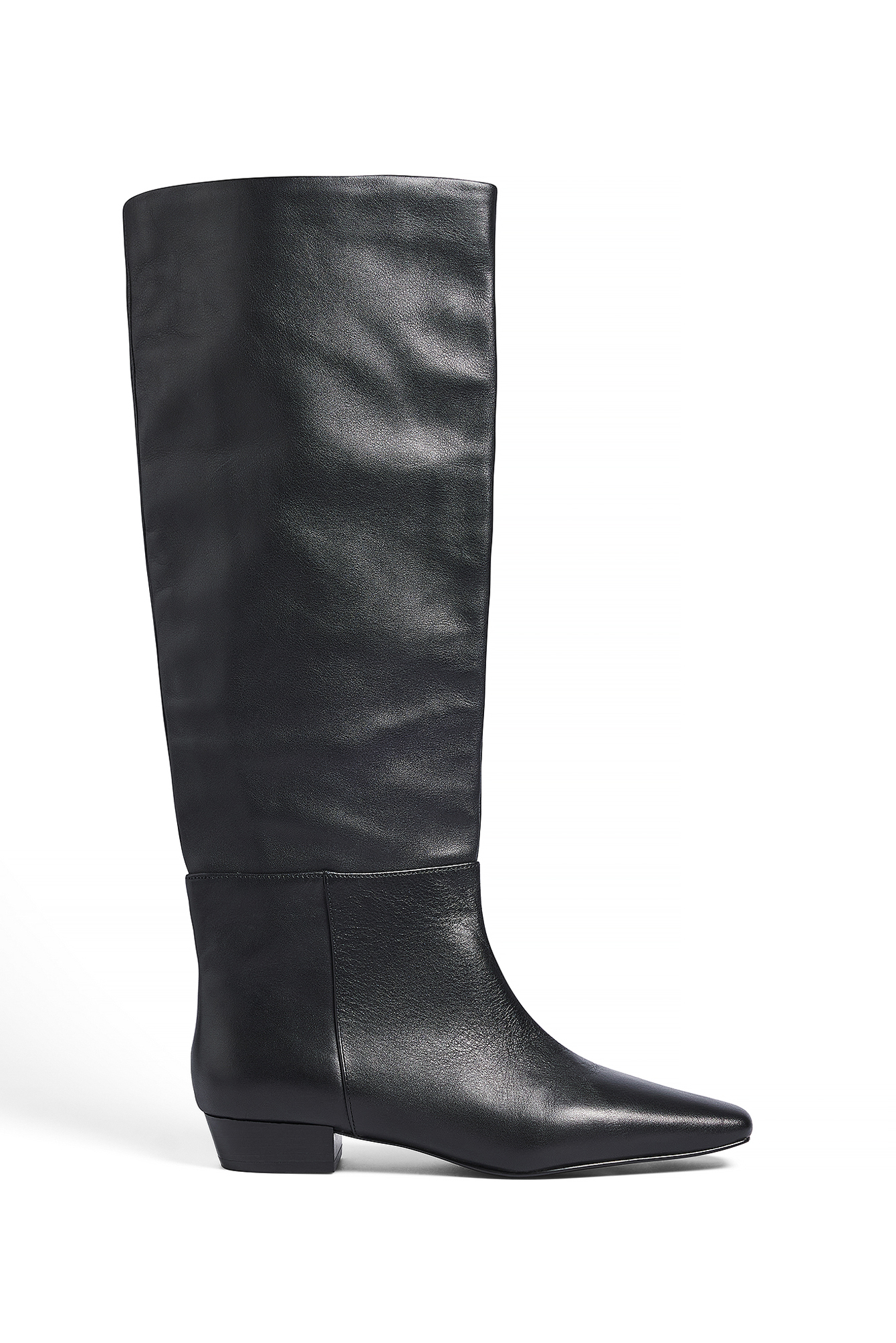 NA-KD Leather Squared Toe Knee High Boots - Boots - Black - EU 39 - NA-KD / NAKD
