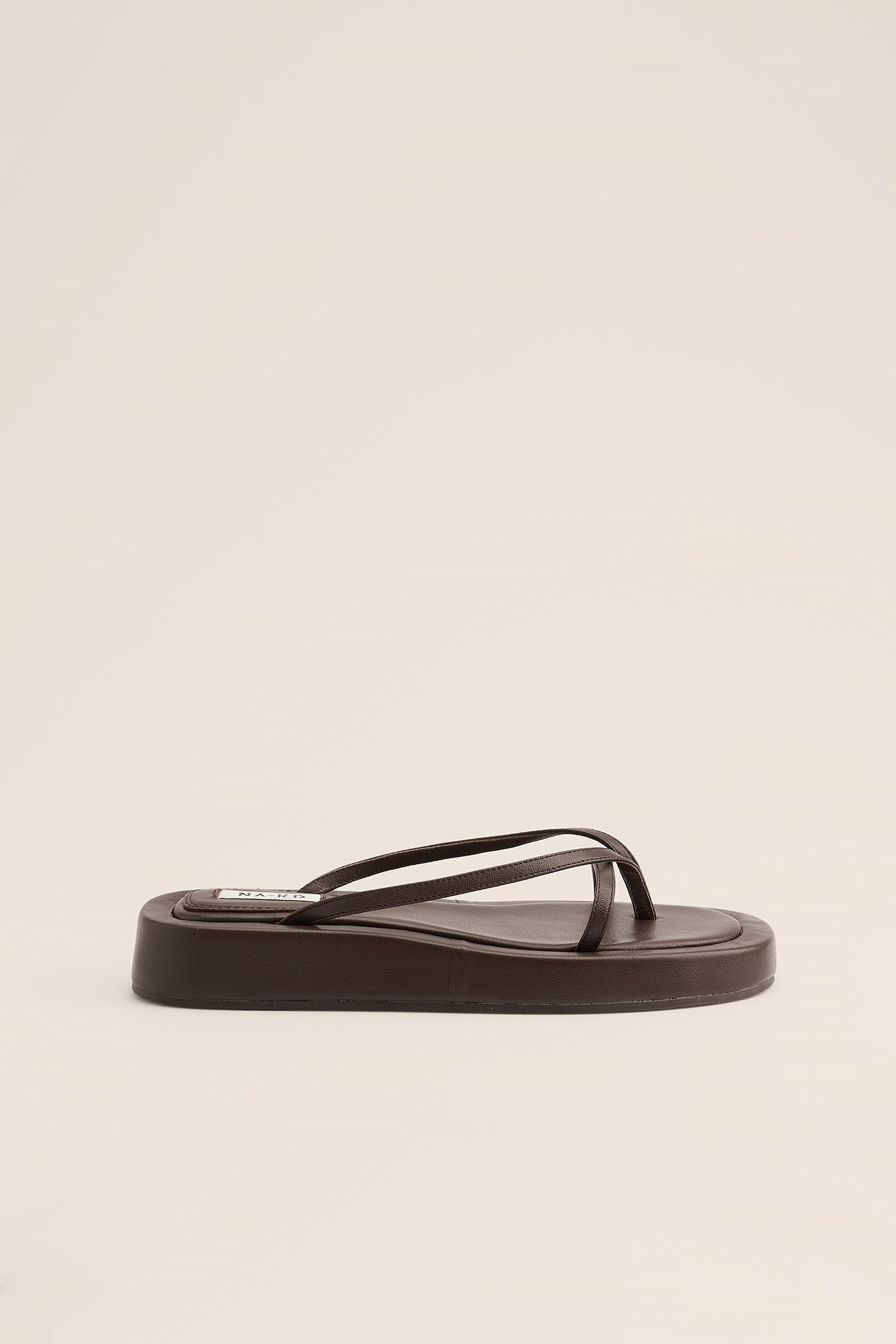 Chocolate Brown Leather Thong Strap Sliders