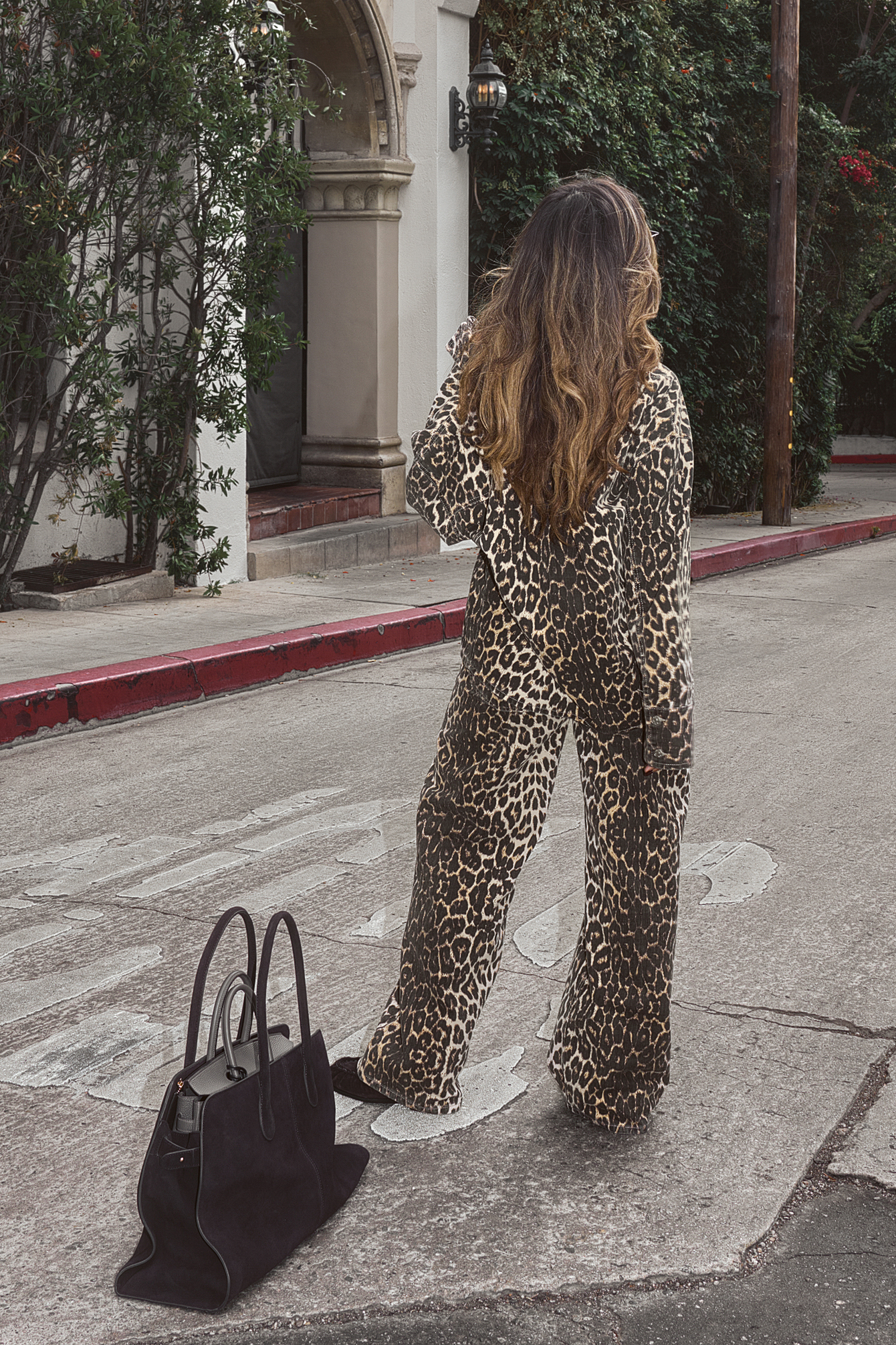 Leopard print denim