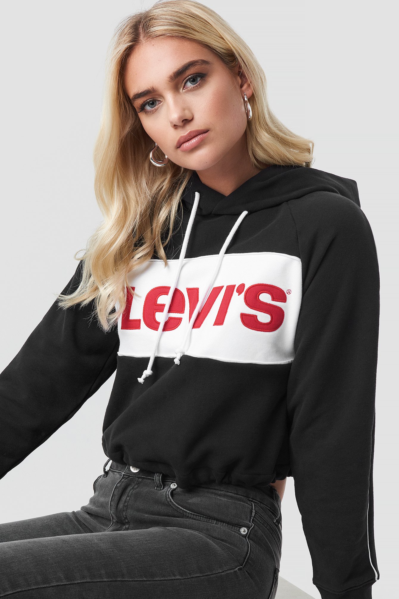 Cinched Colorblock Hoodie Black Na Kd Com Cinched Colorblock Hoodie Black Na Kd Com