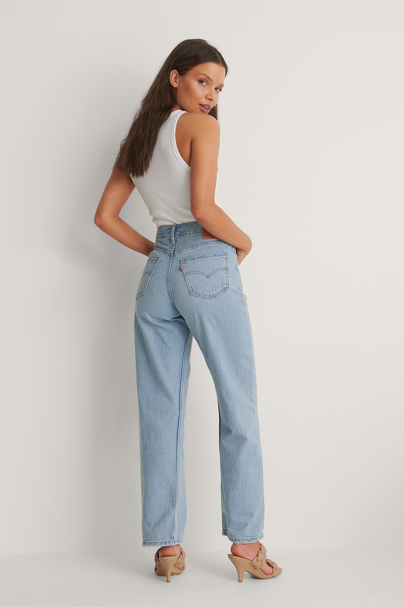 Loose Straight Jeans Low Bow Blue | na 