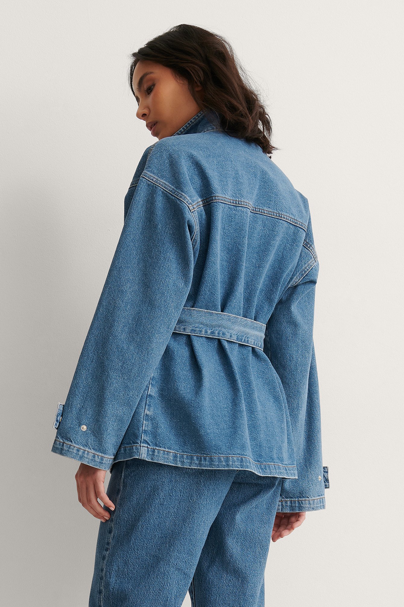 Organic Belted Oversized Denim Jacket Blue | na-kd.com