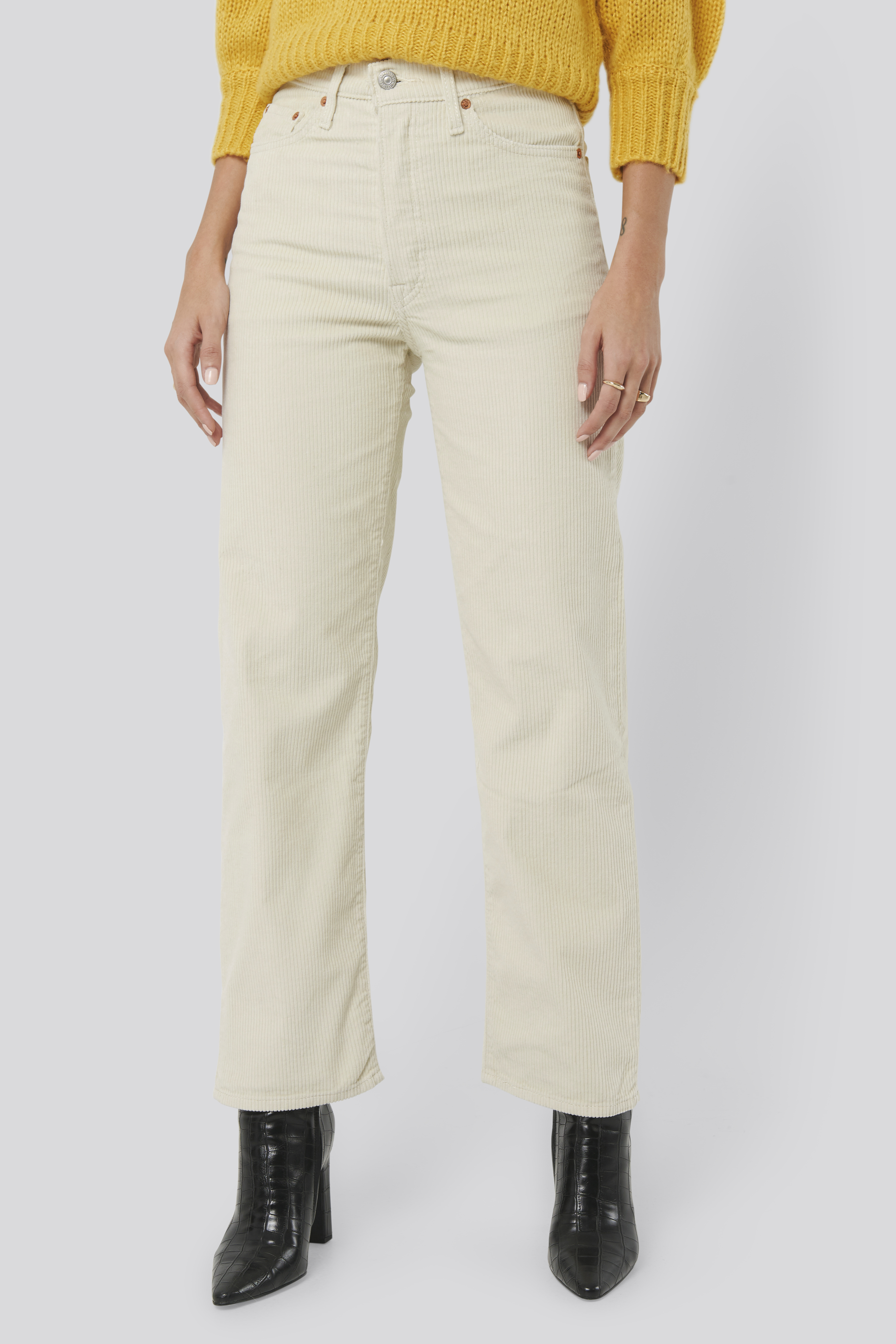 Ribcage Straight Ankle Ecru Wide Wale 