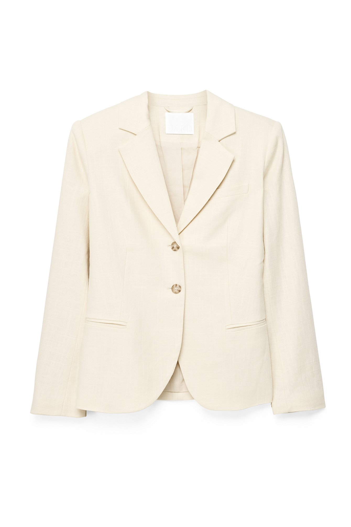 Sand Linen Blend Fitted Blazer