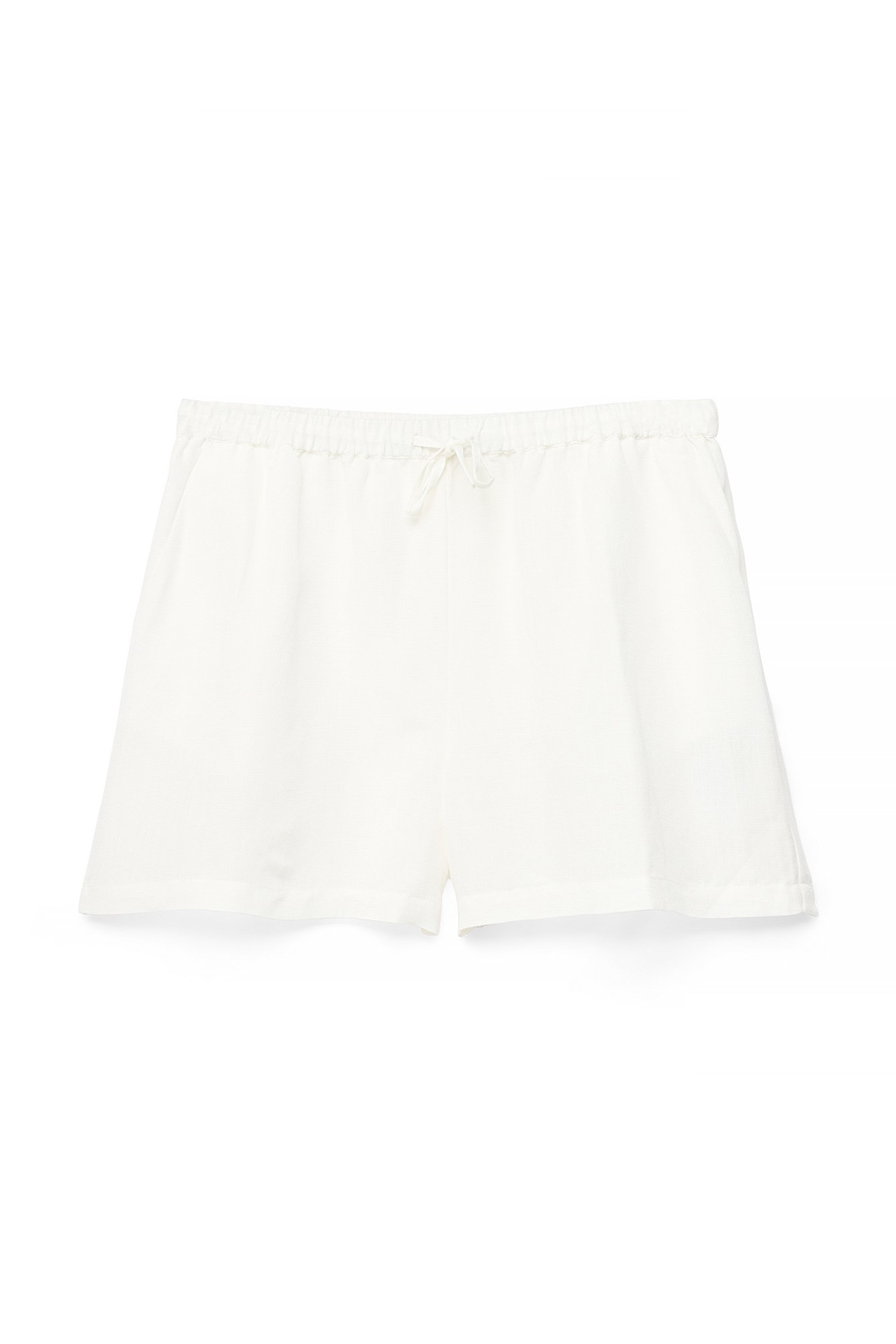 White Linen Blend Mini Shorts