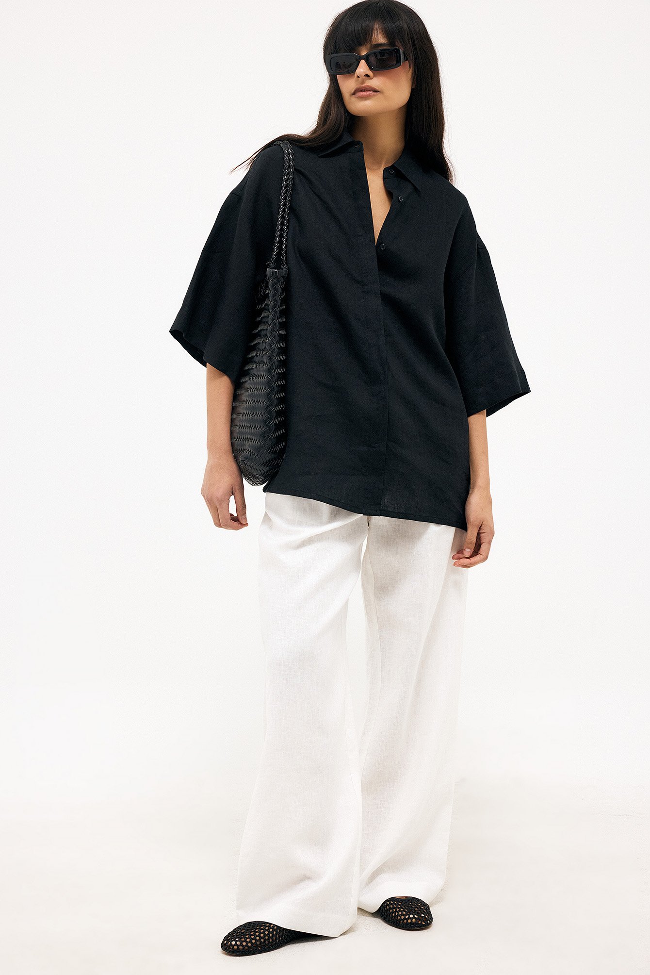 Premium Selection Overhemd van linnen met korte mouwen - Overhemden - Zwart - EU 32 - NA-KD / NAKD