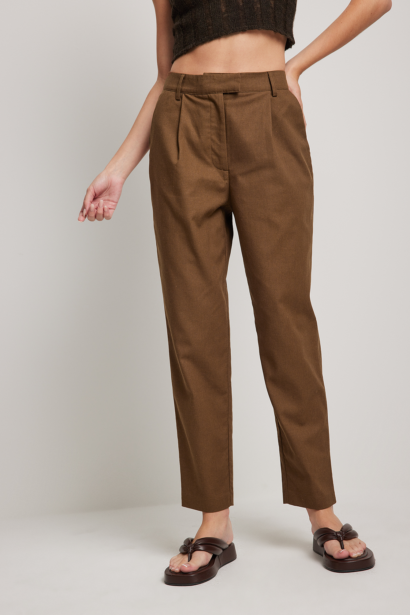 Linen-blend Chinos Brown | na-kd.com