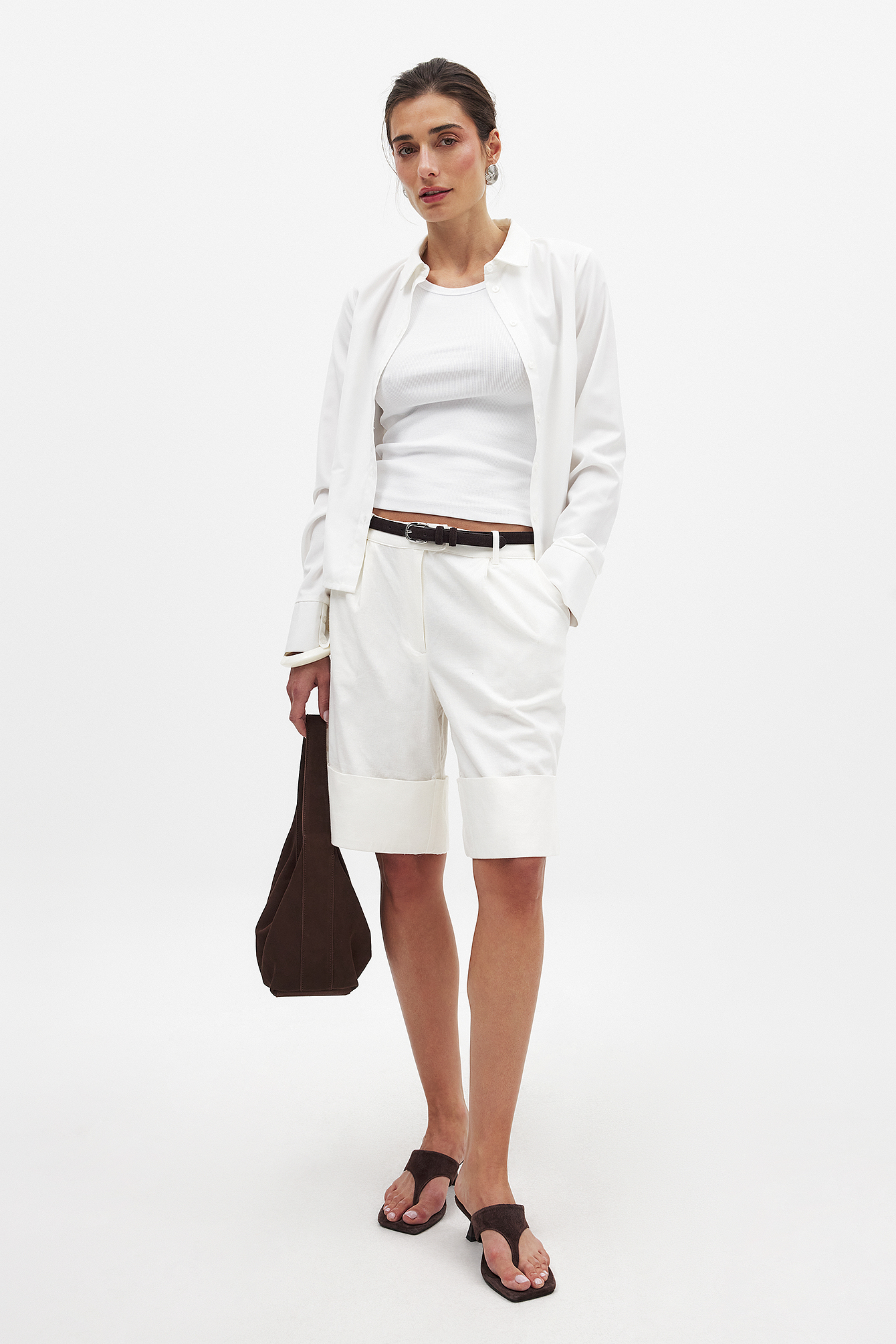 Linn Eklund x NA-KD Short ample en lin mélangé à taille mi-haute - Ensembles d'été - OffBlanc - EU 38 - NA-KD / NAKD