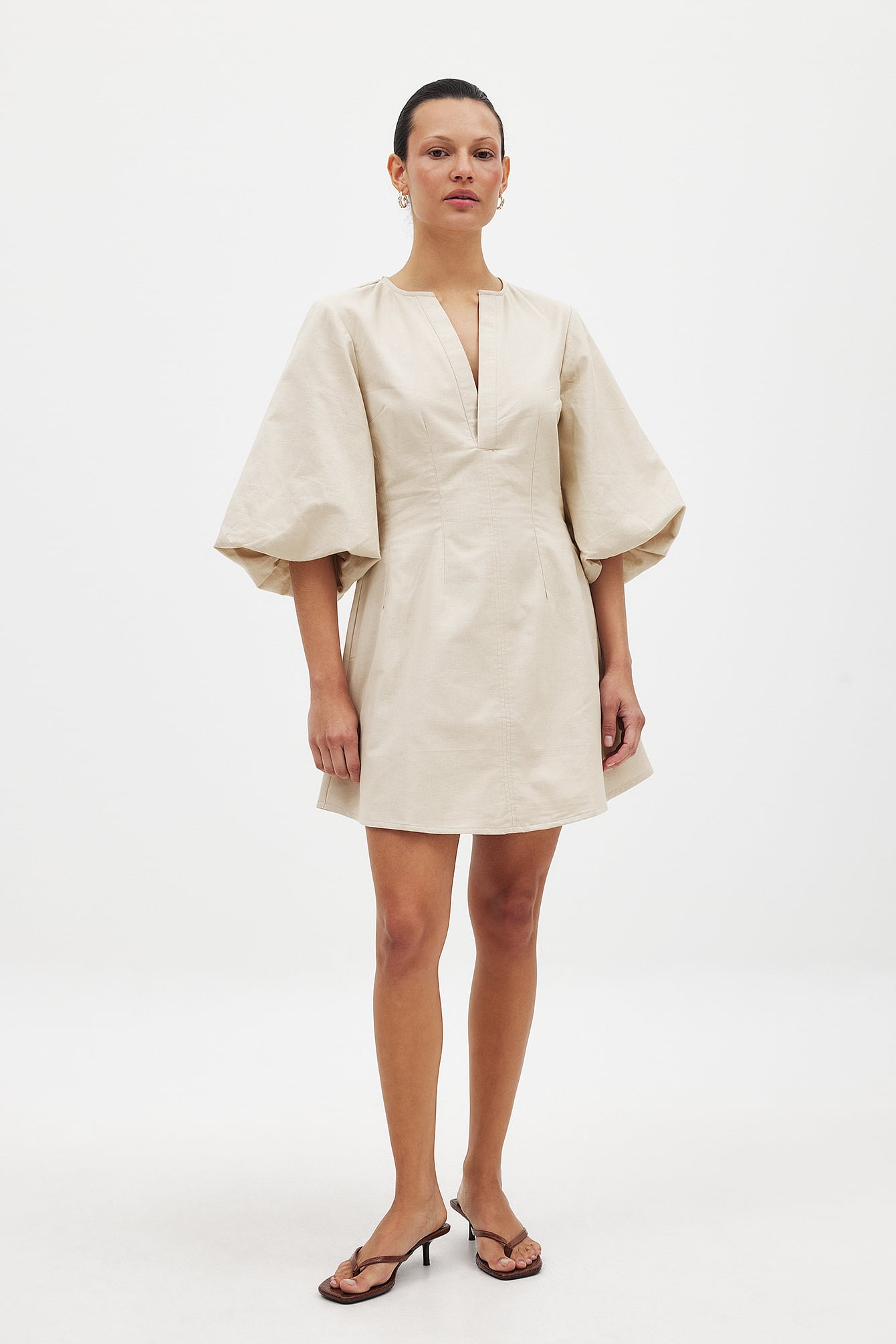 na-kd draped linen dress Draped Linen Dress Black