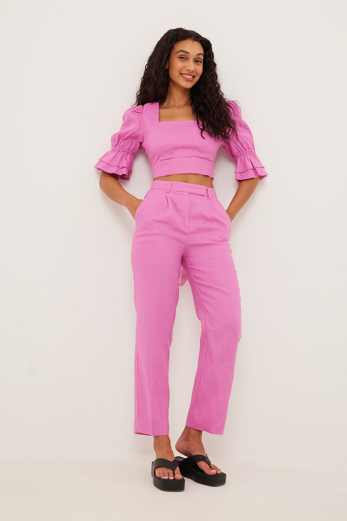 Mode Broeken Linnen broeken Schneiders Salzburg Linnen broek roze gestippeld casual uitstraling 