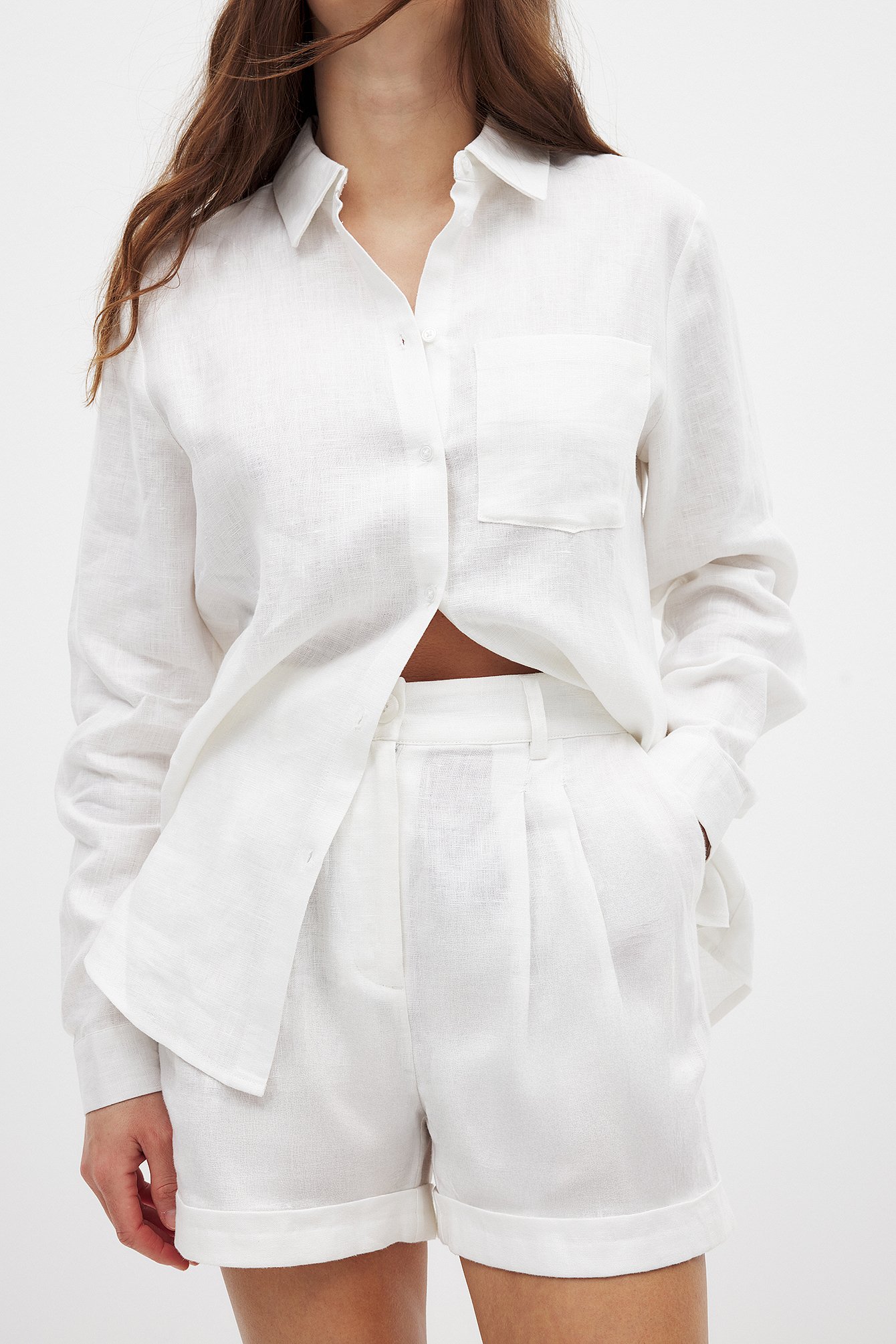 NA-KD Classic Kurze Leinenhose - Sommerset - Weiß - EU 38 - NA-KD / NAKD