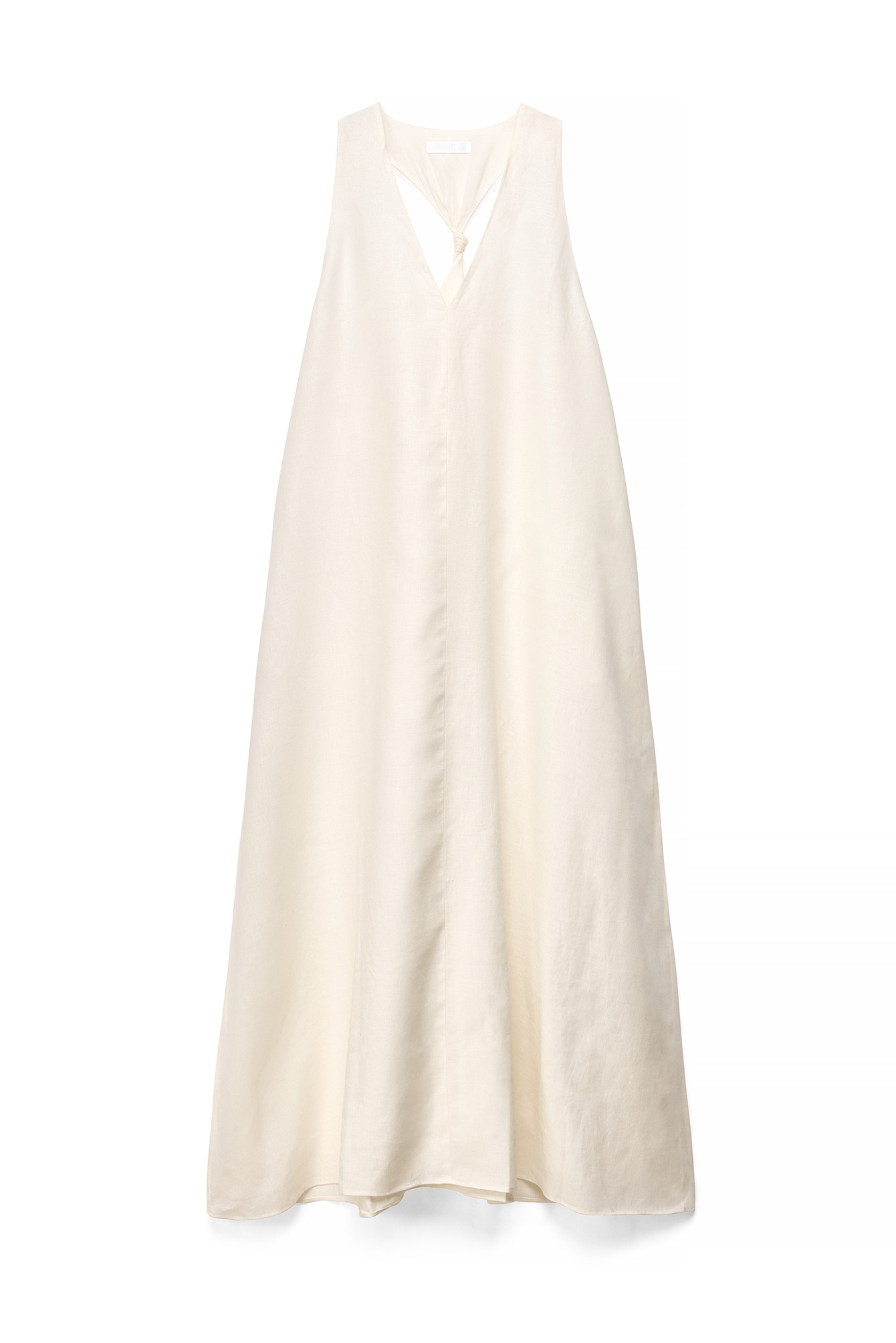Cream Linen Scoop Neck Maxi Dress