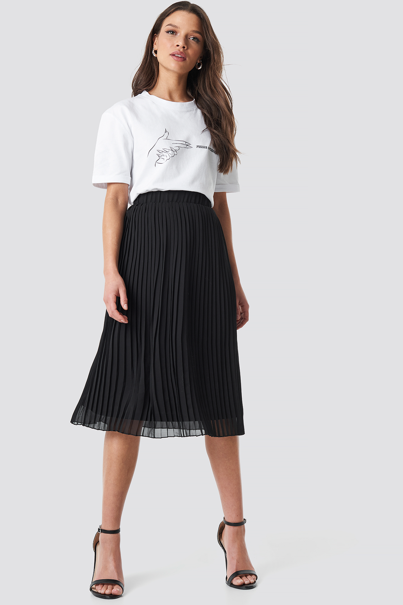 Pleated Midi Skirt Black Na kd Pleated Midi Skirt Black Na kd