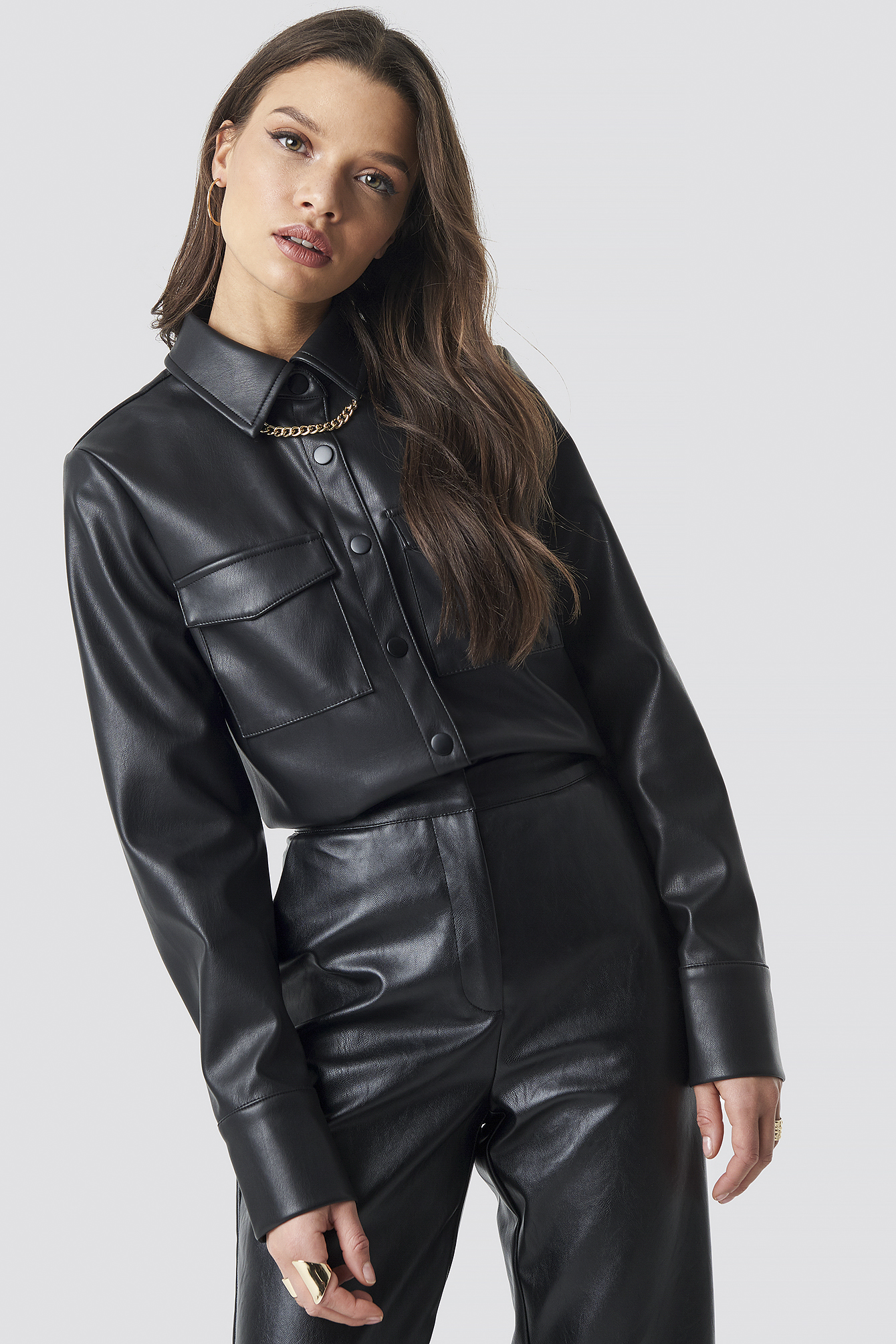 Leather blouse outfit Clearance