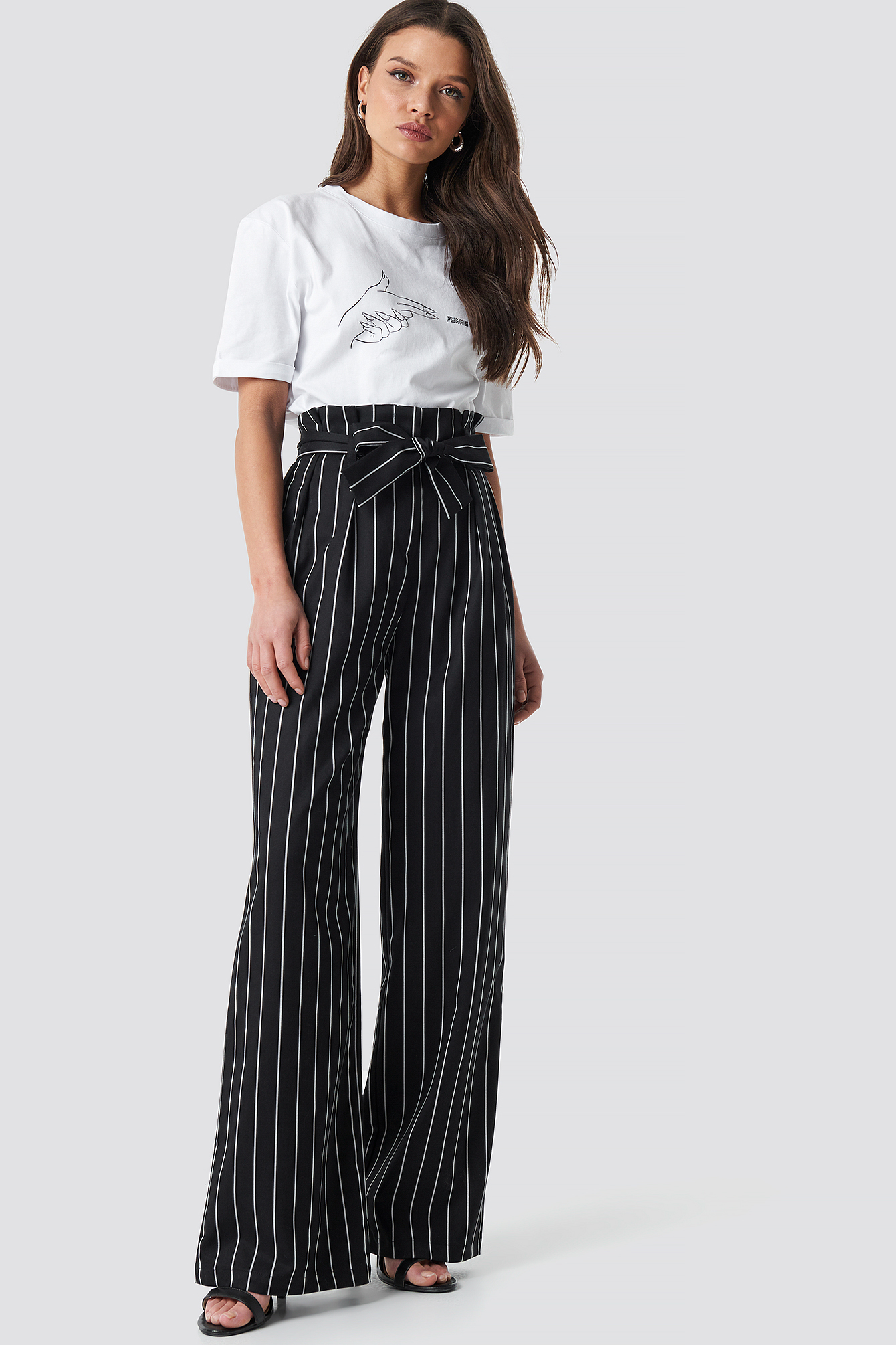 Striped Flare Pants Black