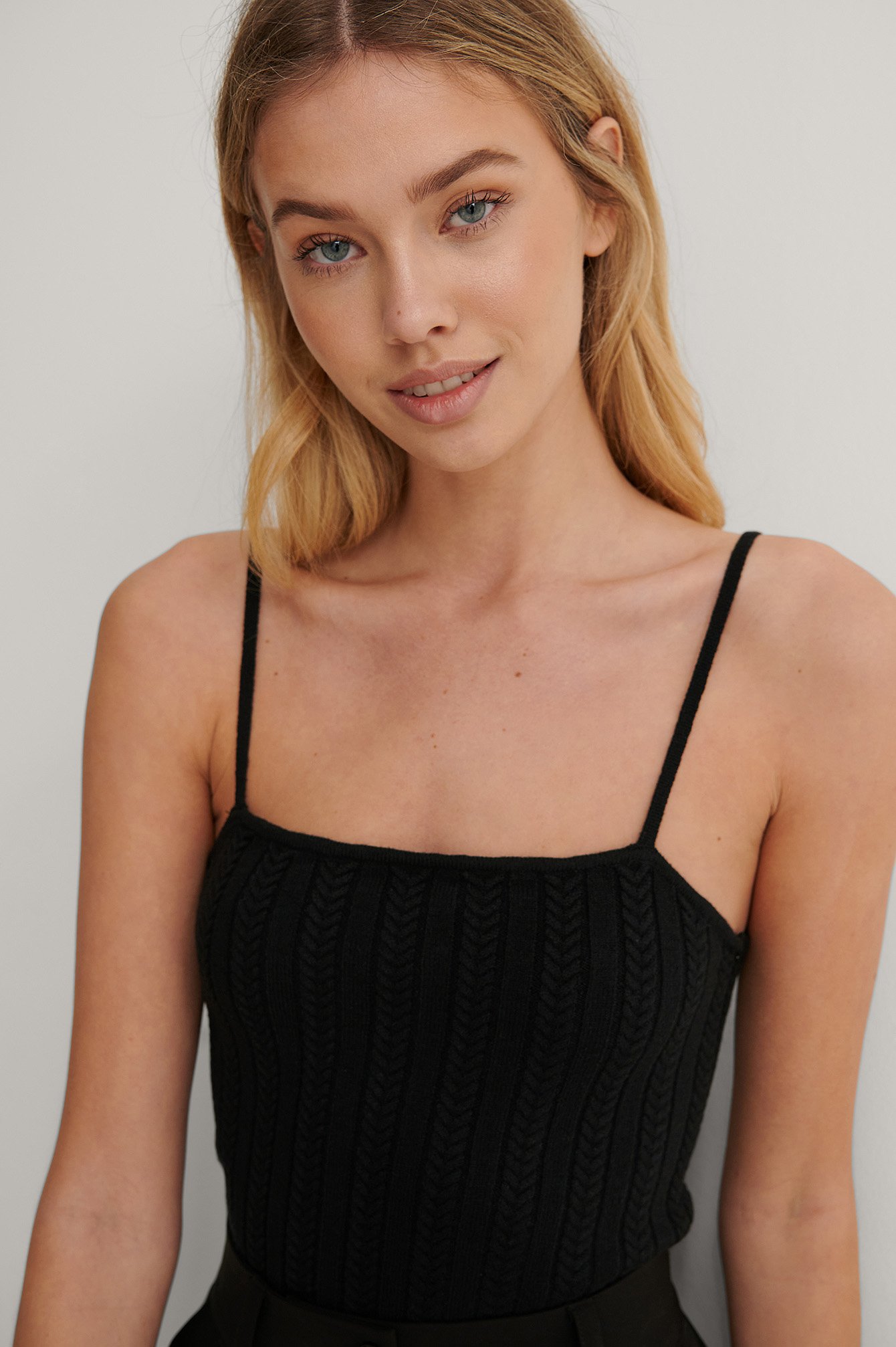 Black Cable Knit Singlet