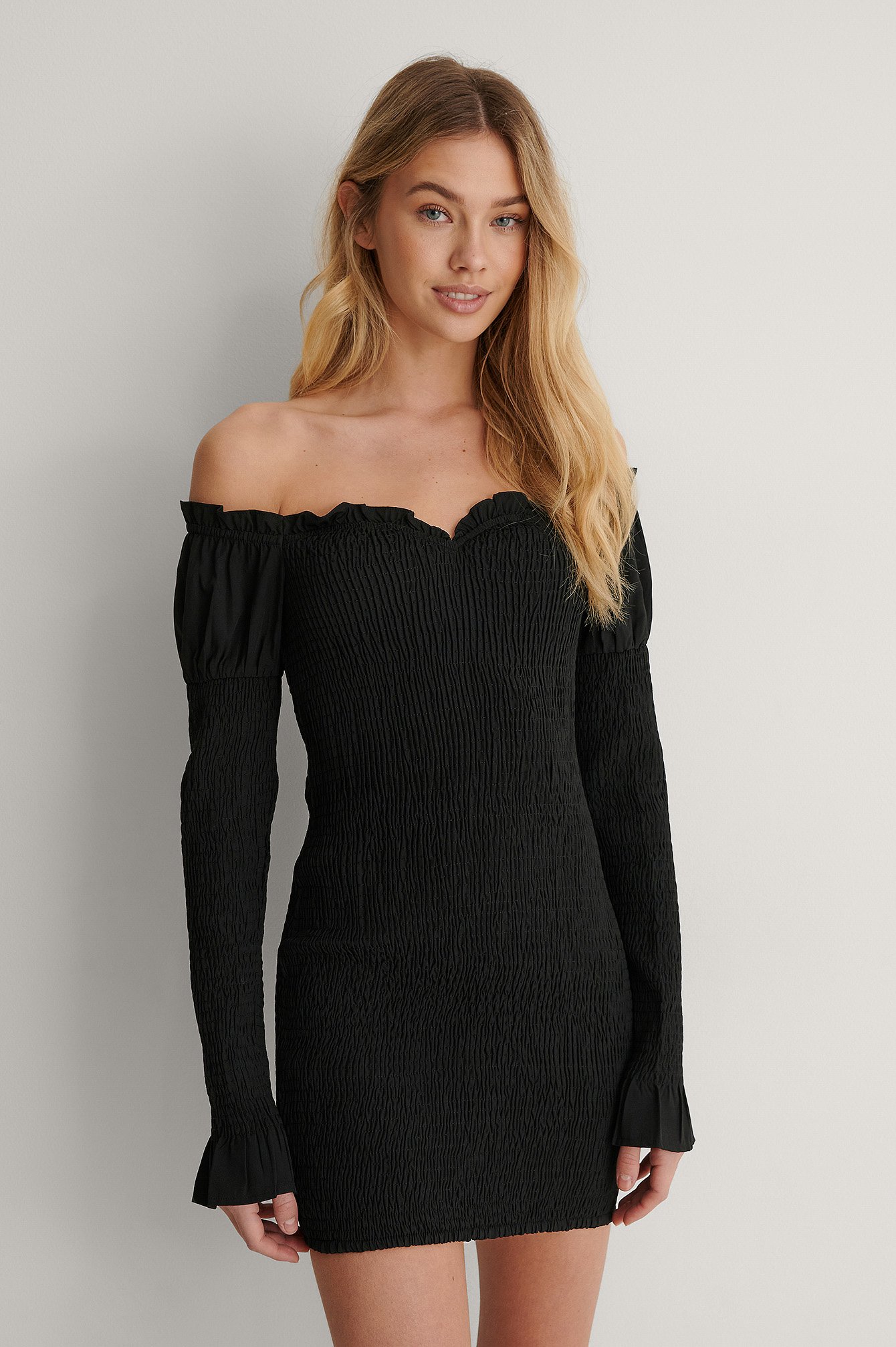 Outfitters nation Off the shoulder jurk zwart gestippeld elegant Mode Jurken Off the shoulder jurken 