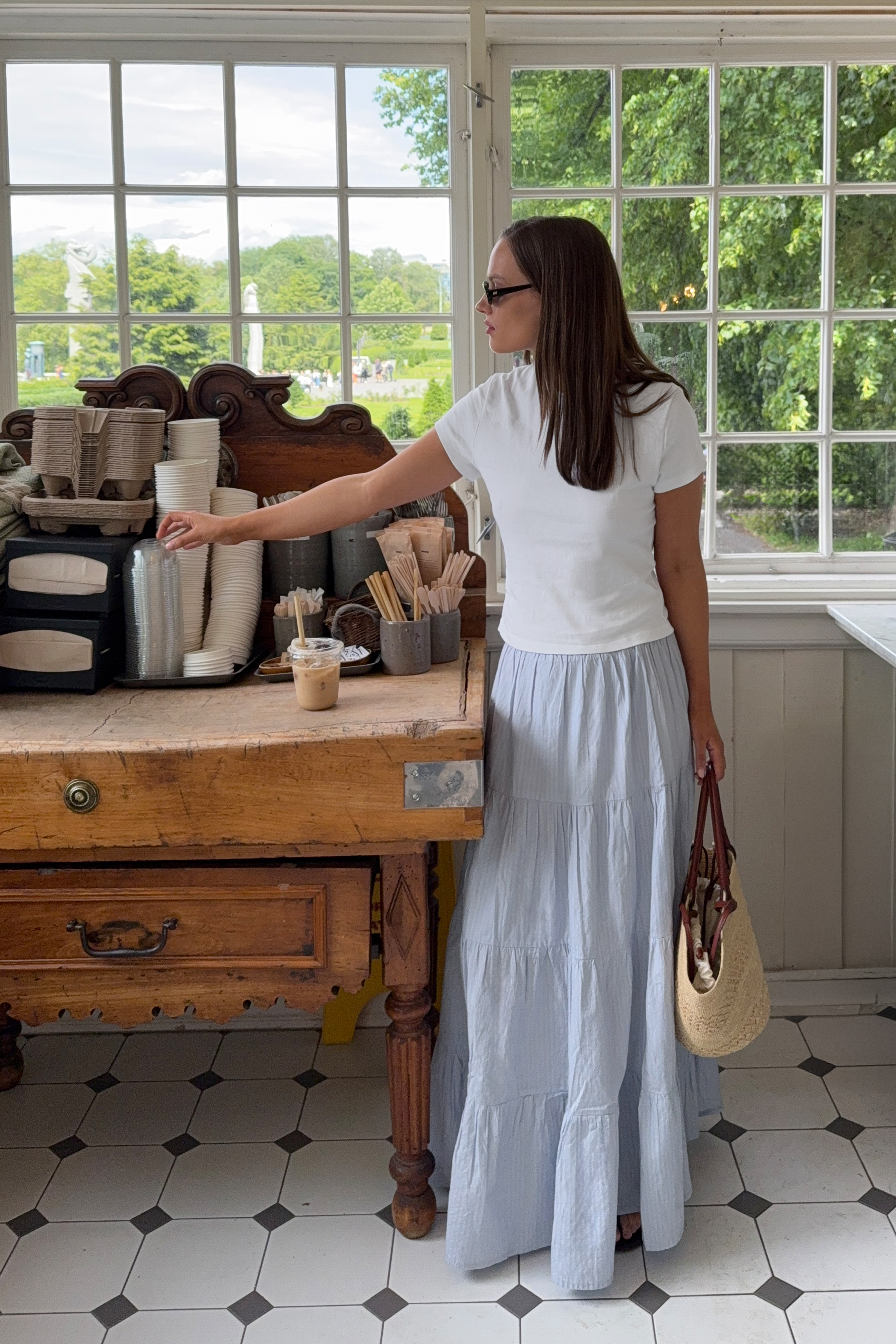 A-line cotton maxi skirt