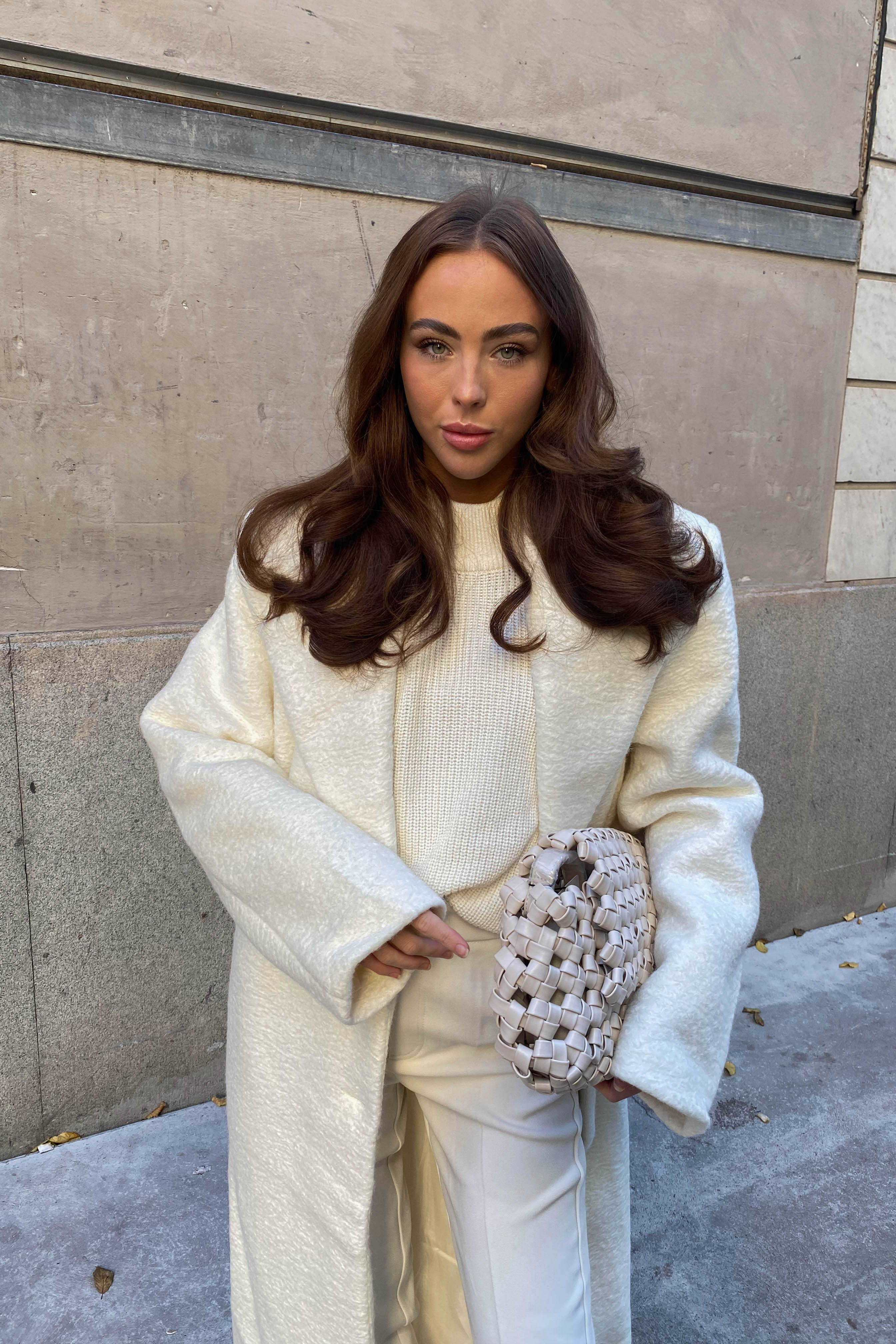 Women Beige Knitted V-Neck Full Sleeves Sweater