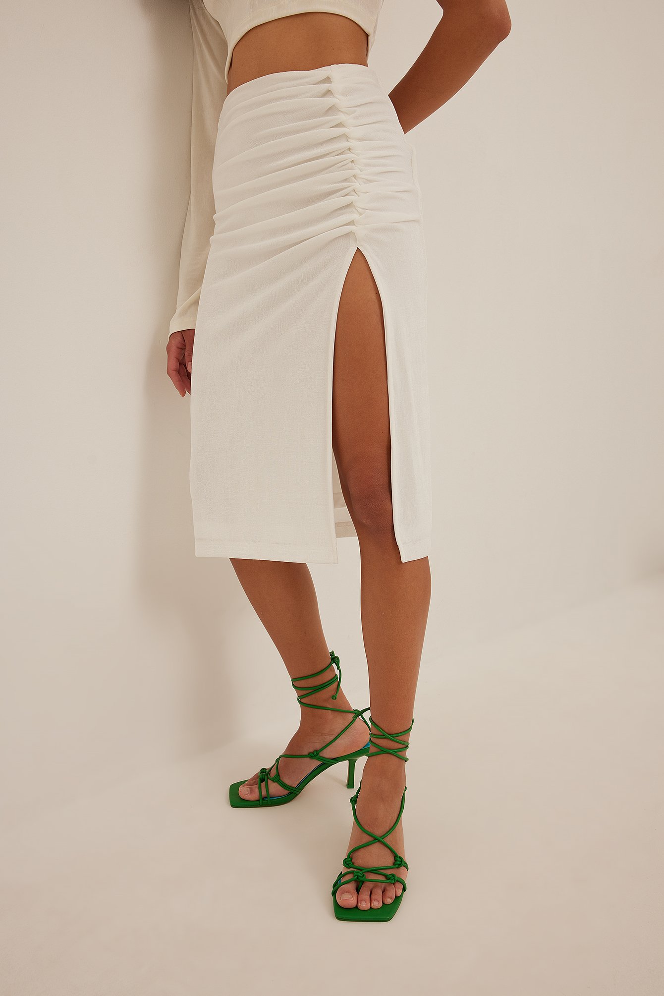 Green Knotted Ankle Strap Stilettos