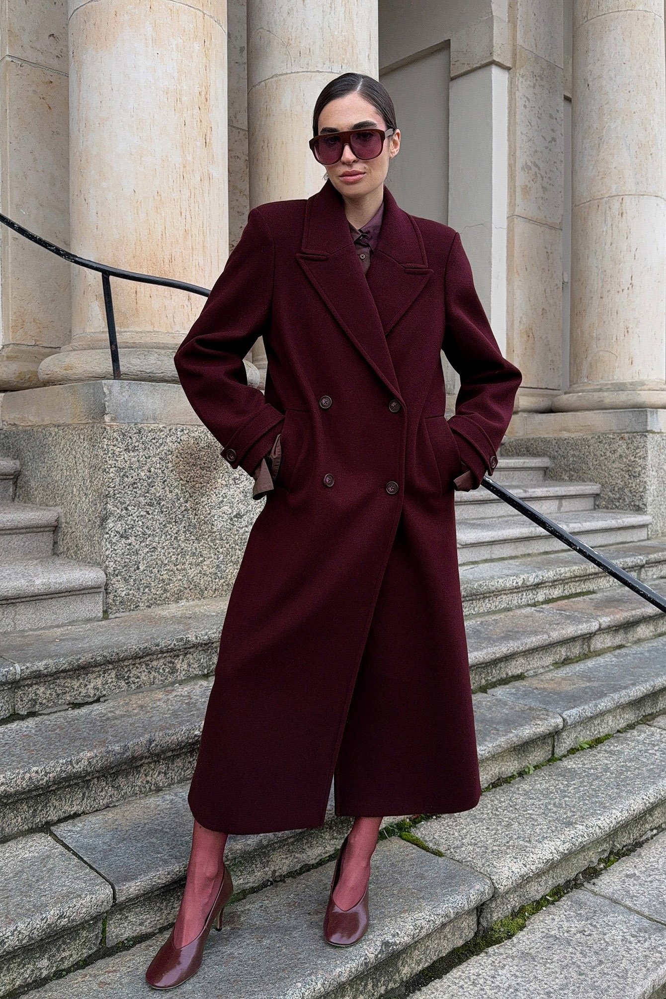 NA-KD Long Coat - Coats - Burgundy - EU 44 - NA-KD / NAKD