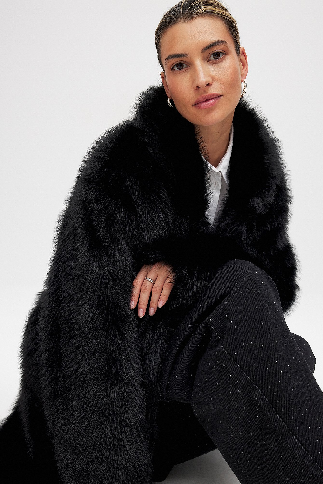 HOT Faux Fur Long Black Teddy Coat Long Black Faux Fur Coat