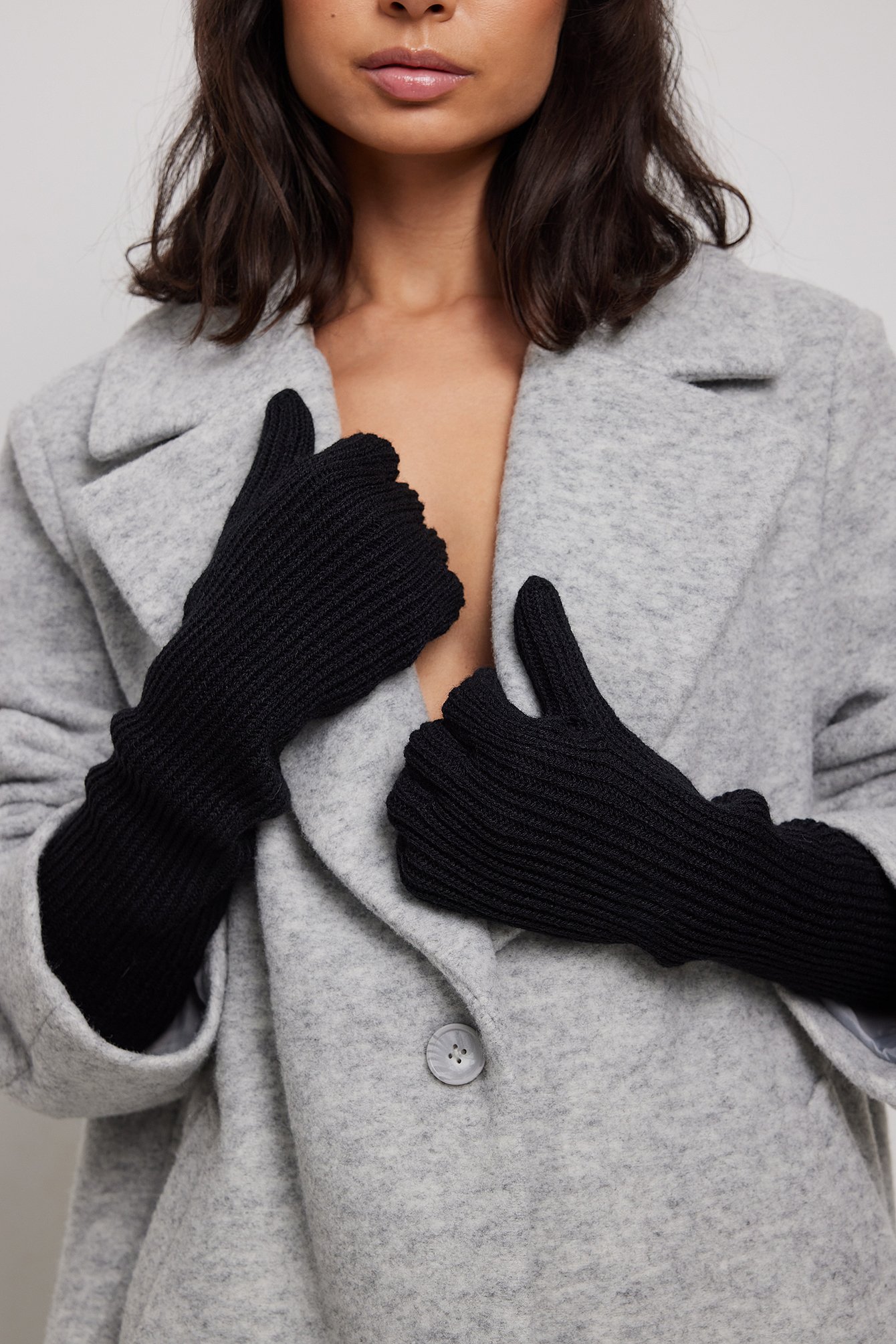 NA-KD Accessories Long Knitted Gloves - Black