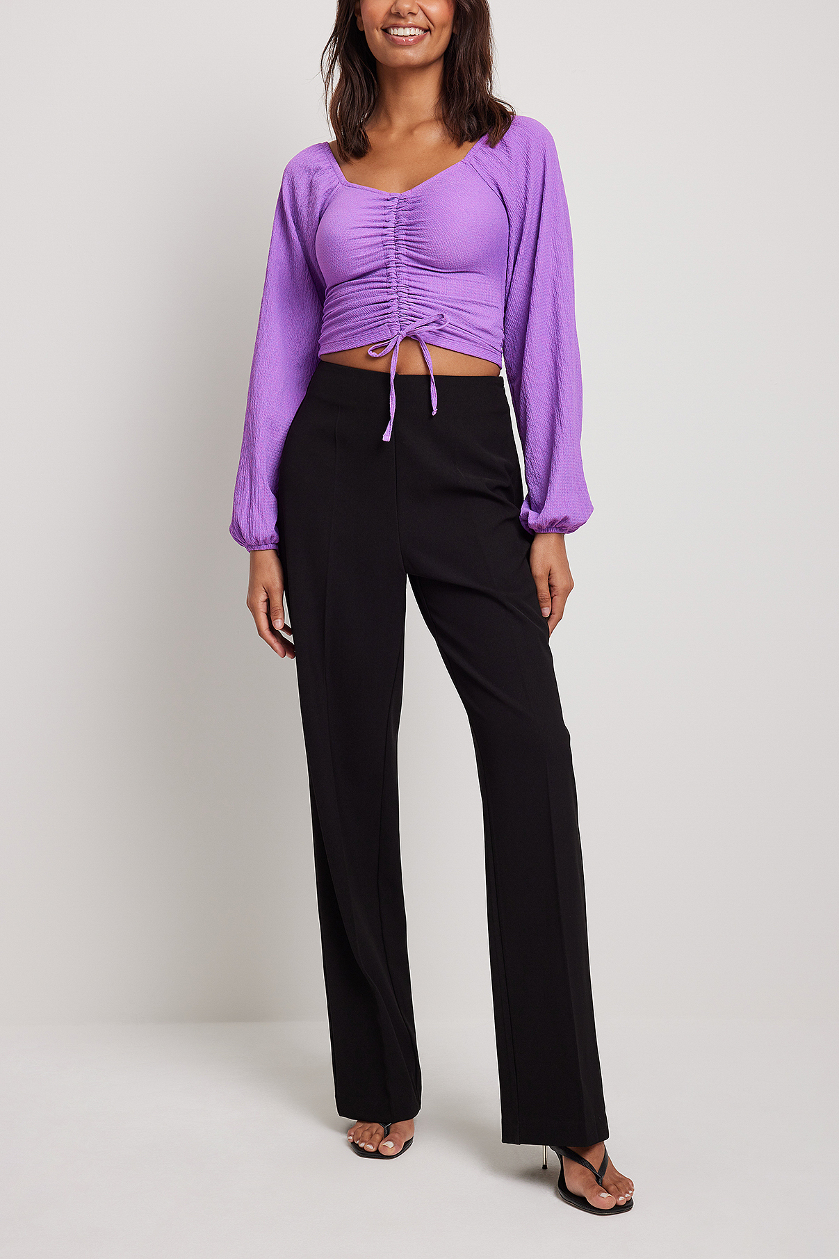 Long Sleeve Drawstring Top Purple NAKD