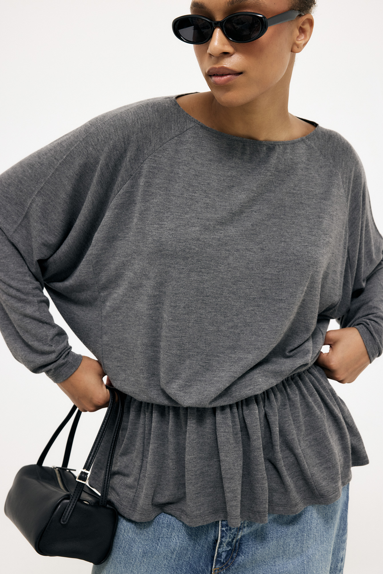 Long Sleeve Jersey Top - Long Sleeve Tops - Grey - XS - NA-KD / NAKD