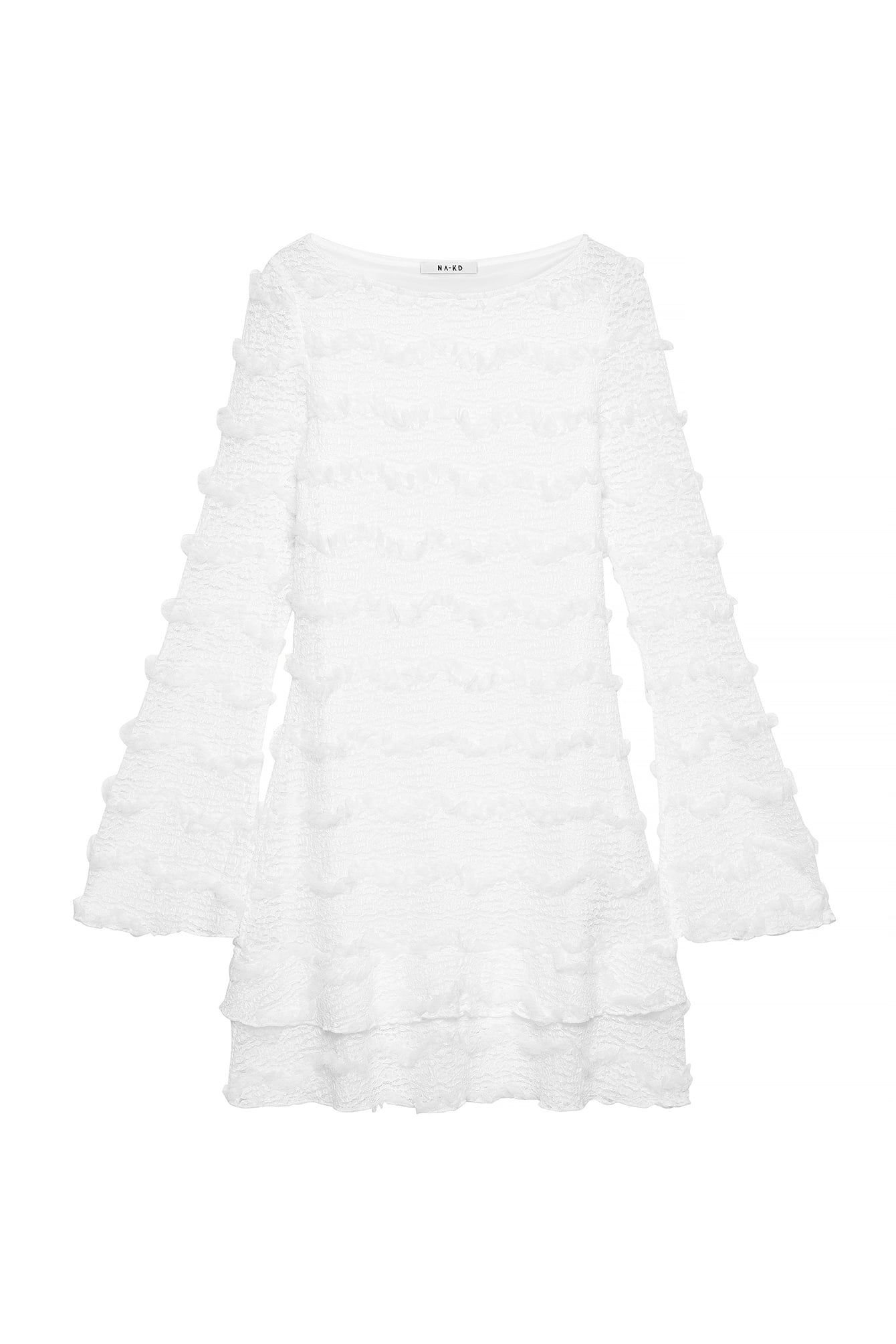 Offwhite Långärmad miniklänning med volang