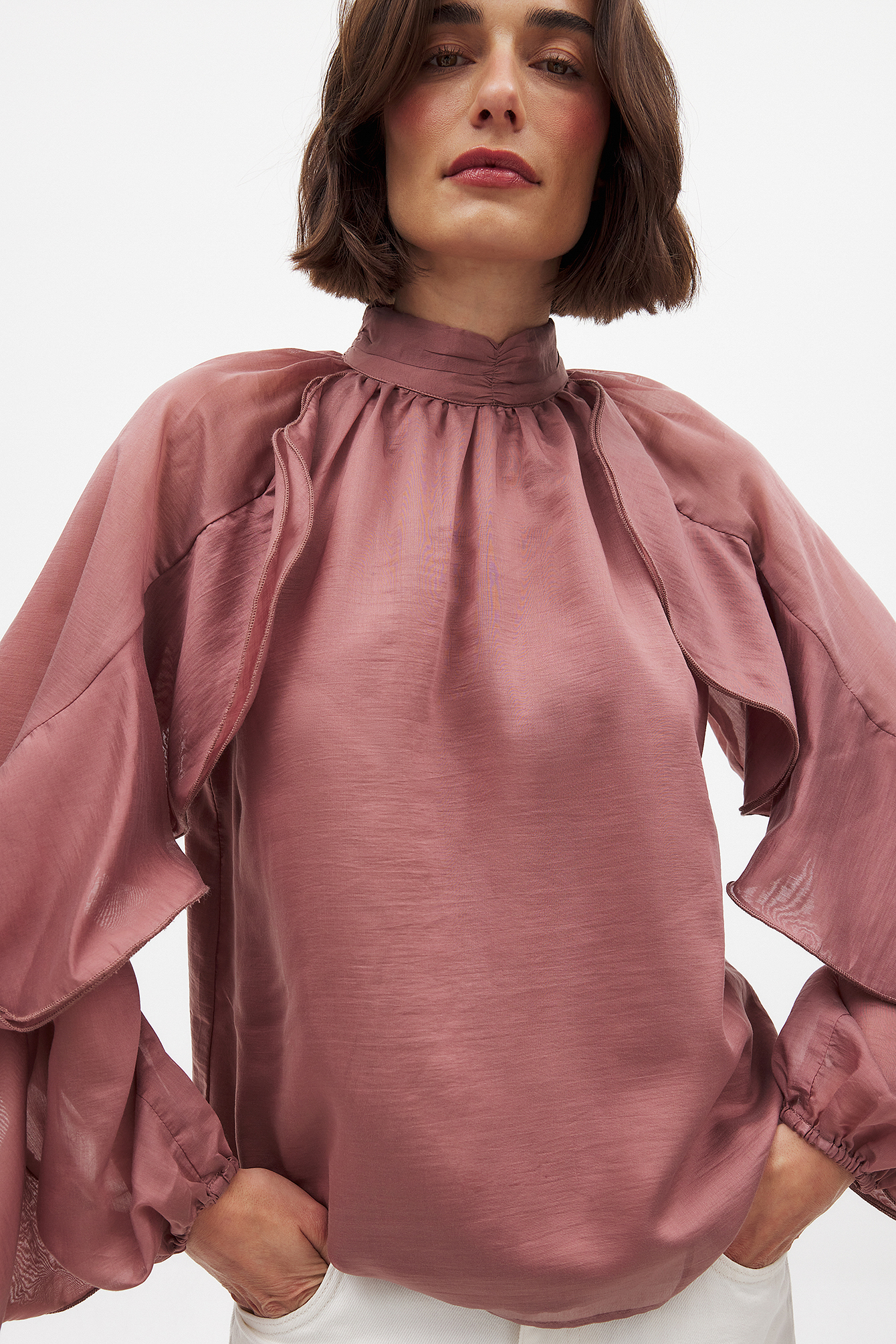 NA-KD Long Sleeve Ruffle Blouse - Blouses - Pink - EU 32 - NA-KD / NAKD