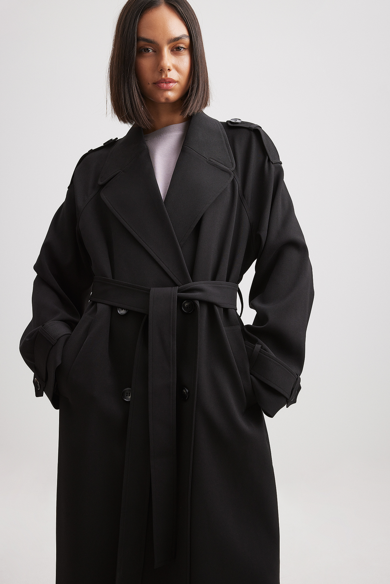 Asos Na Kd Mantel Schwarz Na Kd Schwarzer Trenchcoat Kurz Langer Trenchcoat Schwarz NA-KD