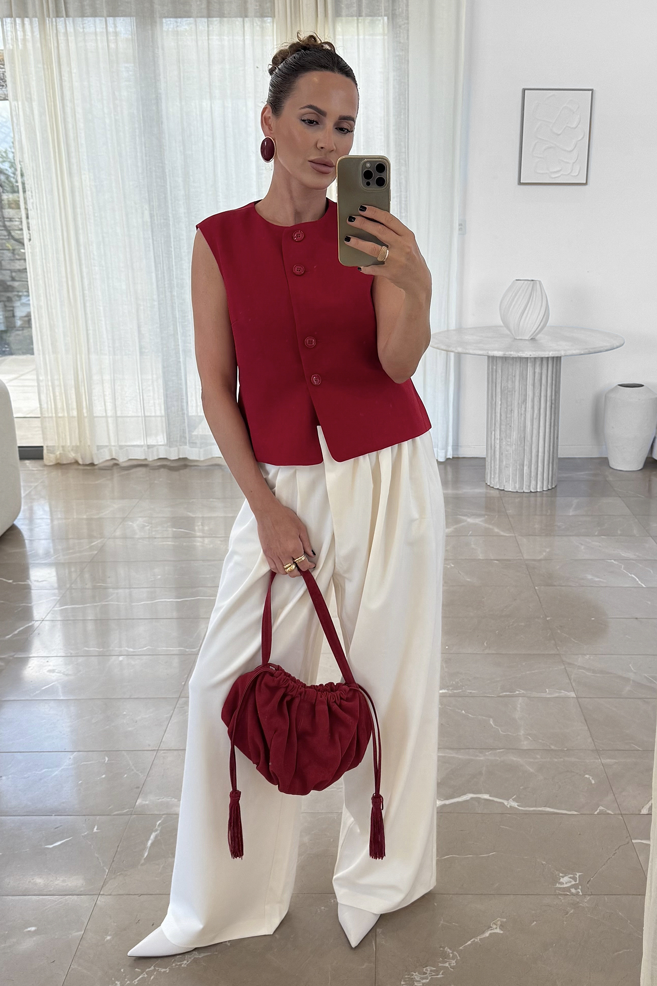 Loose high waist pants offwhite — byxor med fickor från NA-KD