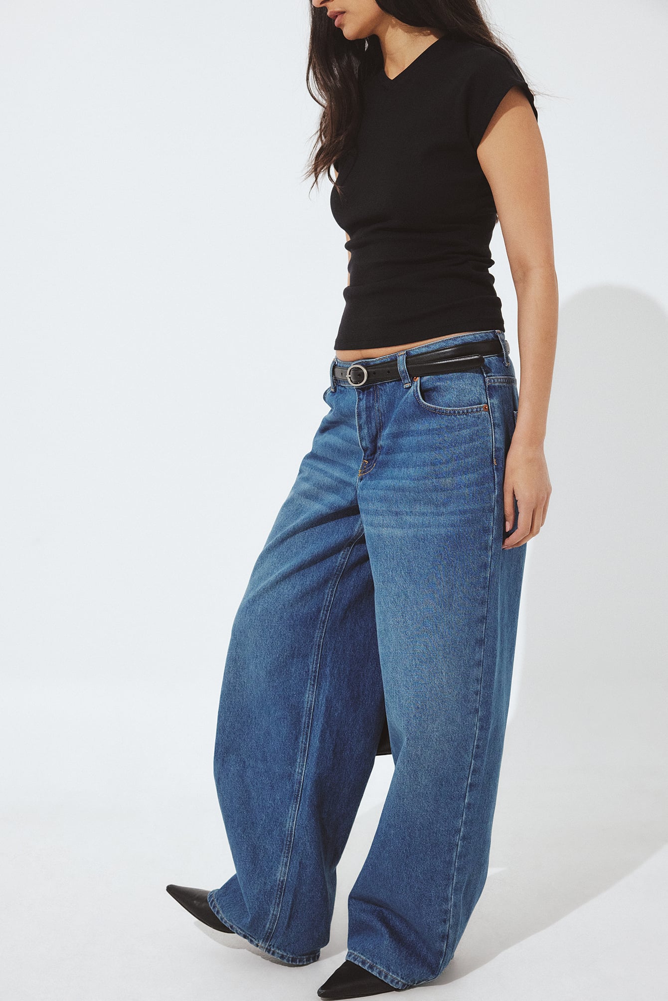 Loose Low Waist Long Jeans - Low-waist Jeans - Blue - EU 32 - NA-KD / NAKD