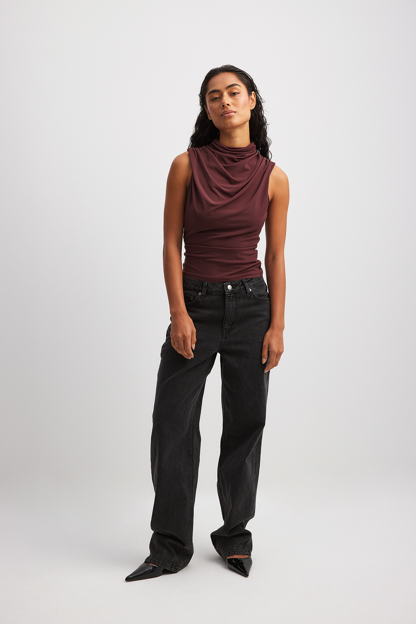 Loose Mid Waist Jeans Grey NAKD