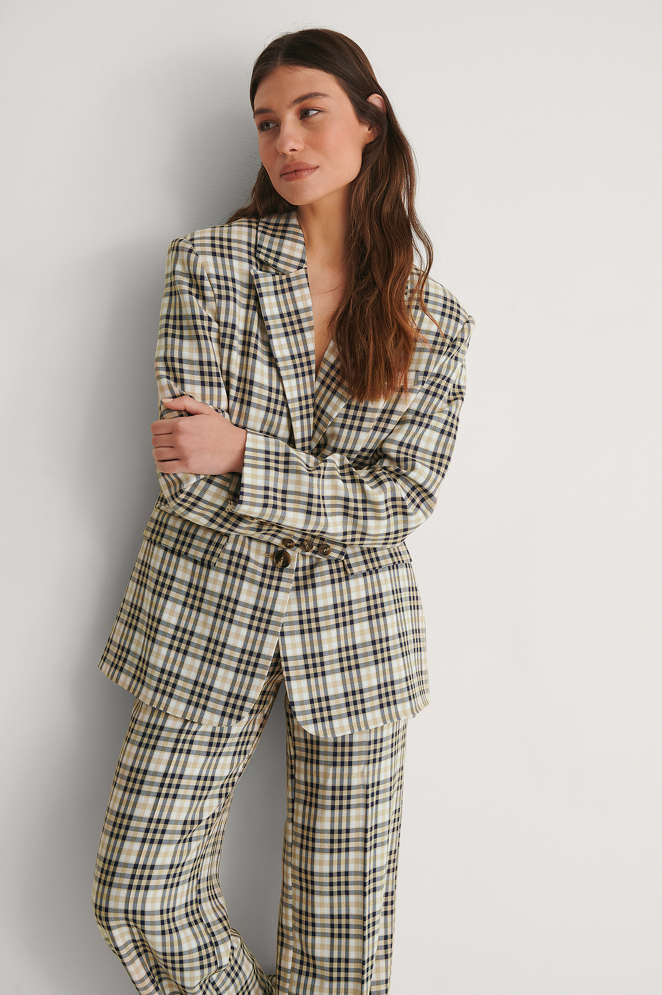 Beige checkered blazer Clearance