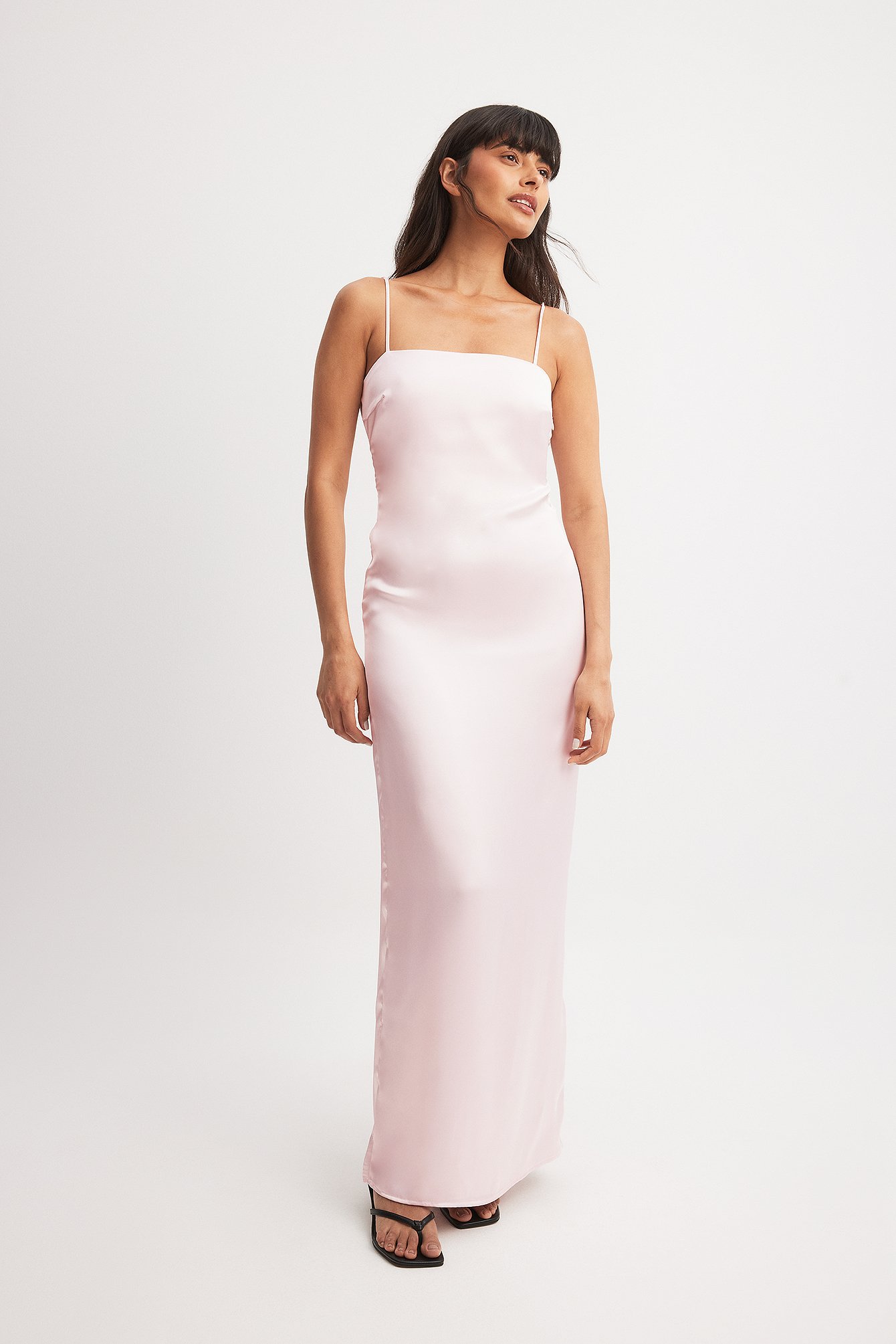 Low Back Satin Maxi Dress Pink | NA-KD Low Back Satin Maxi Dress Pink | NA-KD