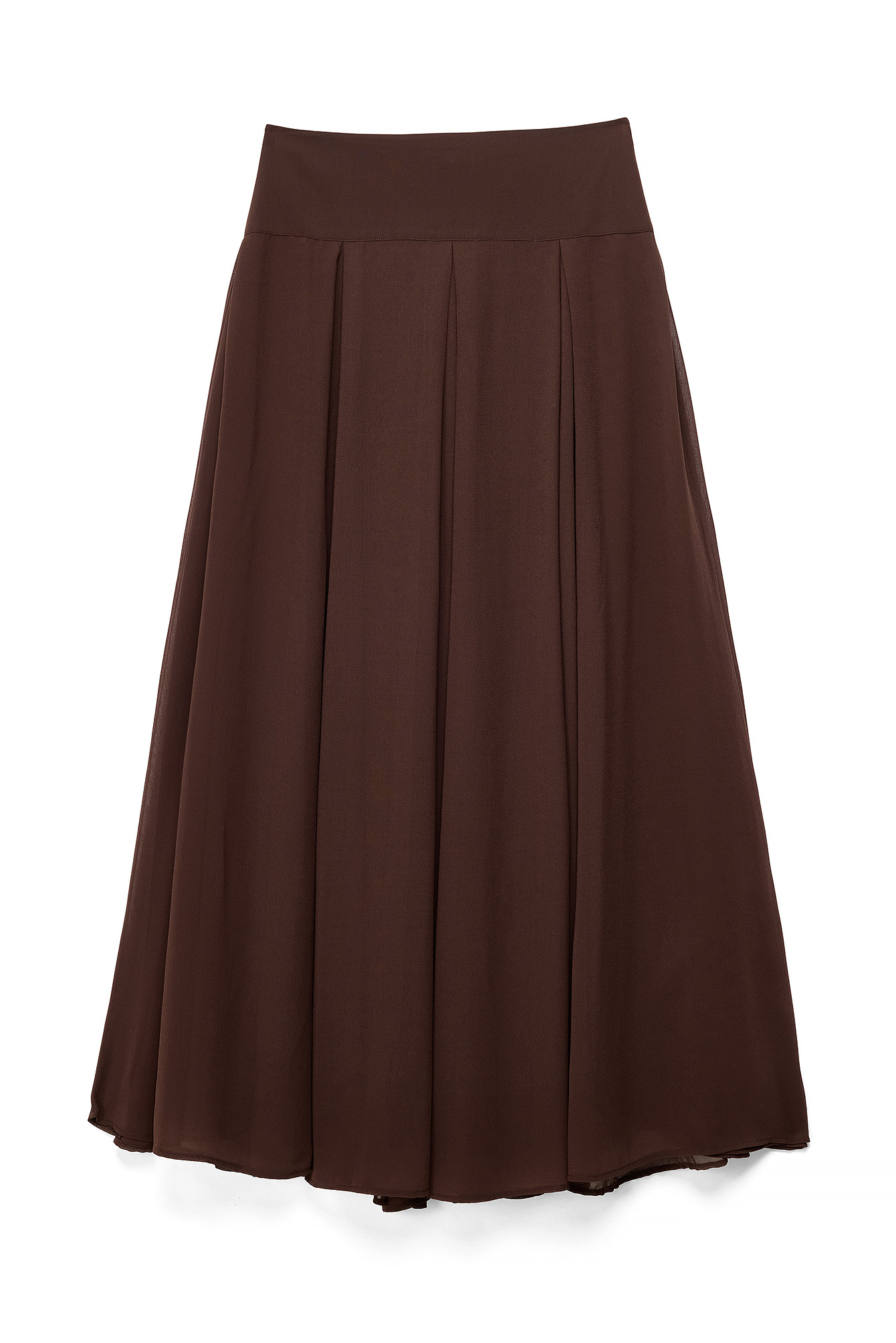 Dark Brown Low Waist Chiffon Maxi Skirt