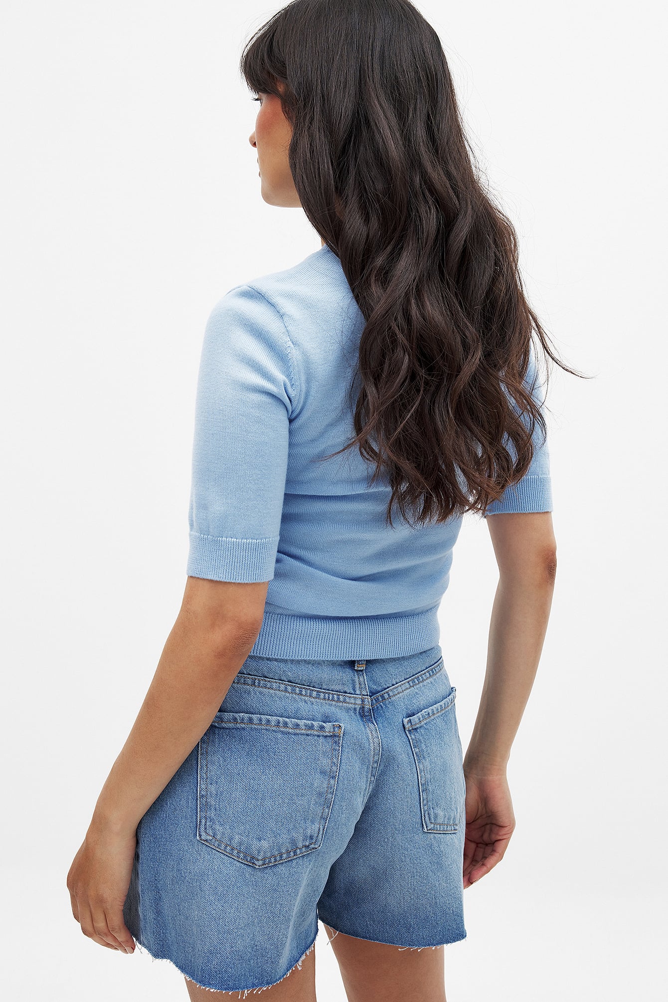 NA-KD Low Waist Raw Hem Denim Shorts - Jeans Shorts - Blue - EU 36 - NA-KD / NAKD